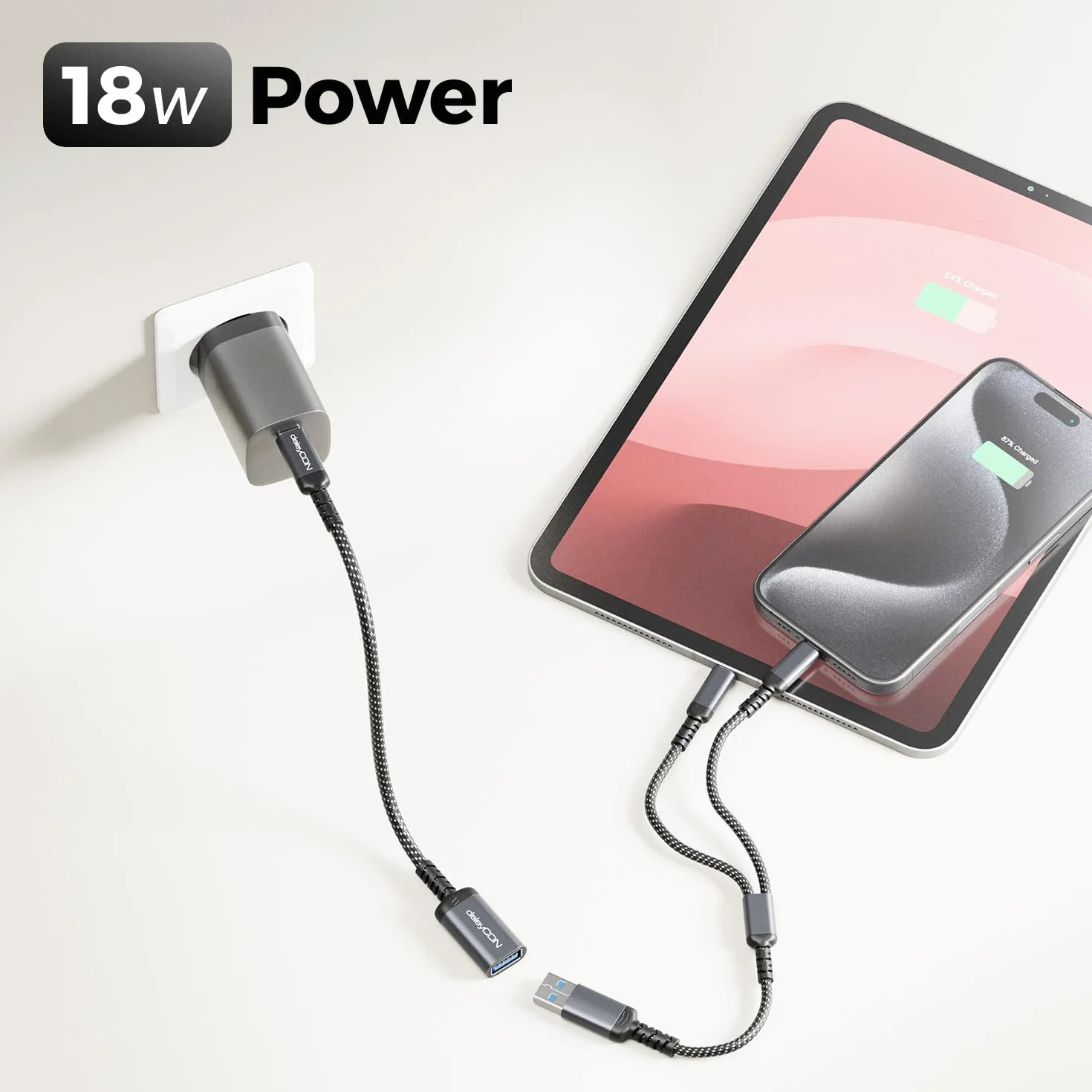 deleyCON 2x Adapter USB-C na USB 10 Gbps OTG - Wtyk Typ-C do Gniazda USB-A, Przewód - do iPhone 17/16/15 Air/Pro/Max, Galaxy S25/S24/S23, A56, A16, Tabletu, MacBooka, iMaca, iPada, Notebooka itp.