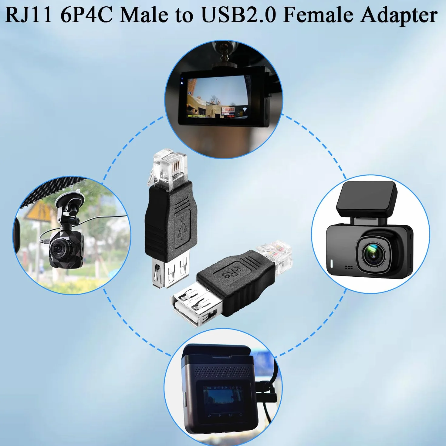 QIANRENON RJ11 konwerter linii telefonicznej 6P4C męski na USB A żeński