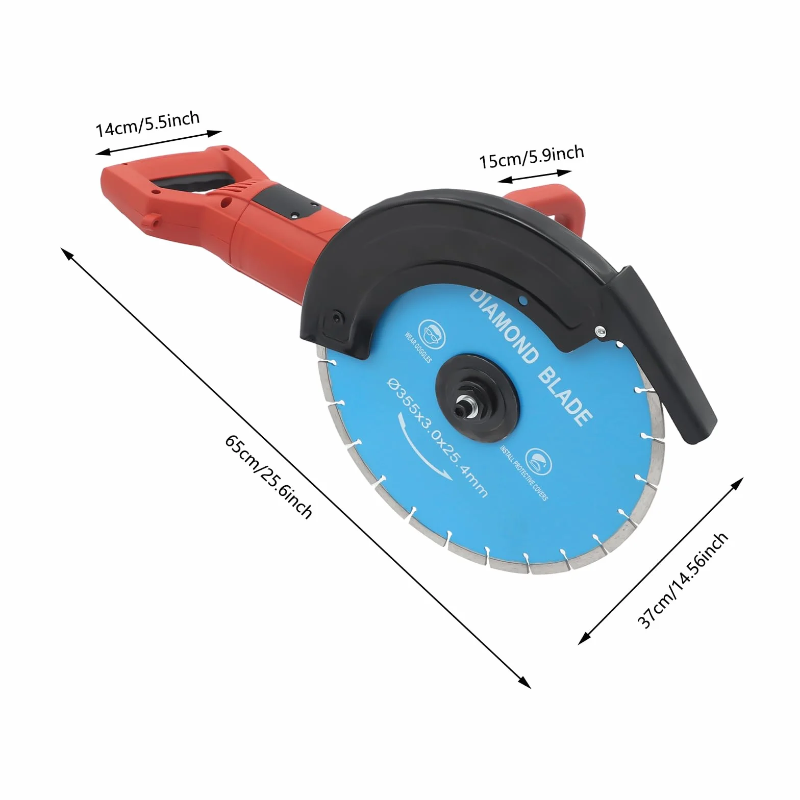 Piła do betonu elektryczna piła tarczowa 3000 W, 350 mm, piła tarczowa na mokro i na sucho, głębokość cięcia 135 mm, maszyna do cięcia kamienia z rurą wodną, pompą wodną, brzeszczotem, do kamienia i