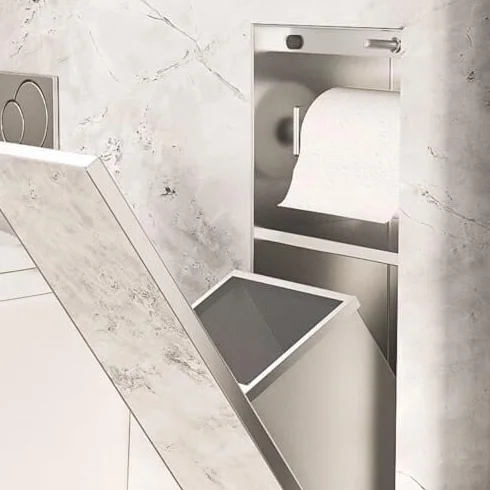 Ukryty stojak toaletowy z metalową szafką do prysznica i łazienki - Slish Black Sto Solut do wspólnych obszarów oszczędzających miejsce nizer i nowoczesny design