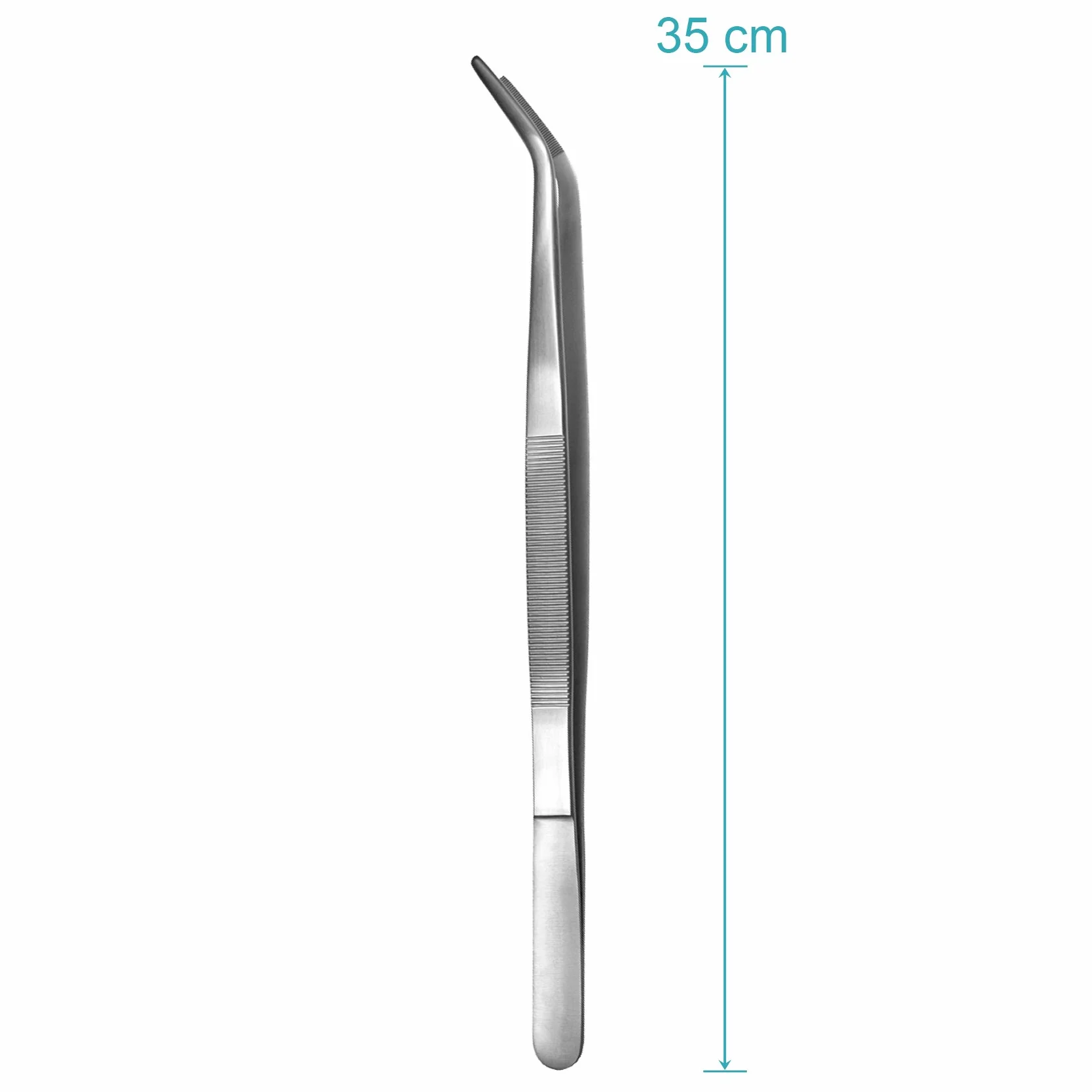 May - Zestaw – 10 x uniwersalna pęseta 35 cm – pęseta domowa – wygięta – okrągła końcówka – obrębiona wewnątrz – stal nierdzewna