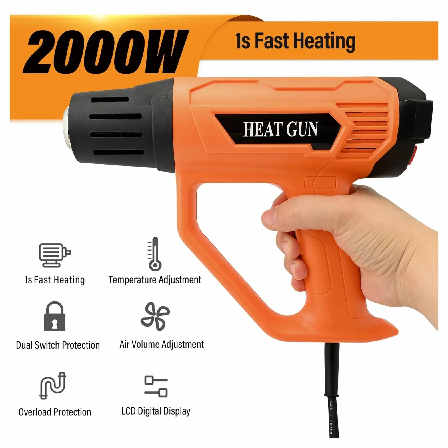 Opalarka Na Gorące Powietrze 2000W Do Samochodowej Folii Węglowo-winylowej Zainstaluj Folię Termokurczliwą Dmuchawa Termiczna Przemysłowe Narzędzie Lutowania Mocne, Szybkie Nagrzewanie
