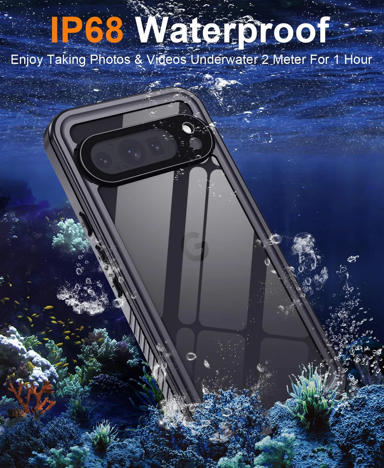 Beeasy Etui na Google Pixel 9 Pro wodoodporne [IP68 wodoodporne] [Ochrona aparatu / ekranu] 360, wojskowa, odporna na wstrząsy, pełna niezniszczalna tylna obudowa i twarz