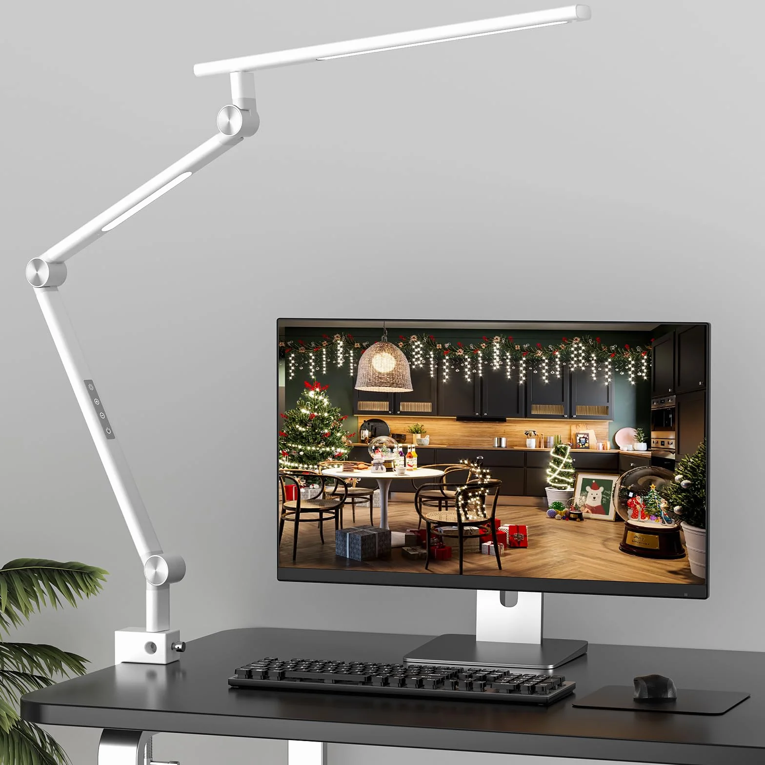 VERSKI Schreibtischlamp LED, ściemniacz 18 W Doppelte Lichtquelle Schreibtischlampe do użytku domowego, listwa zaciskowa Augenschutz Tageslichtz, 5 Farbtemperaturen i Helligkeit Einstellbare Büro