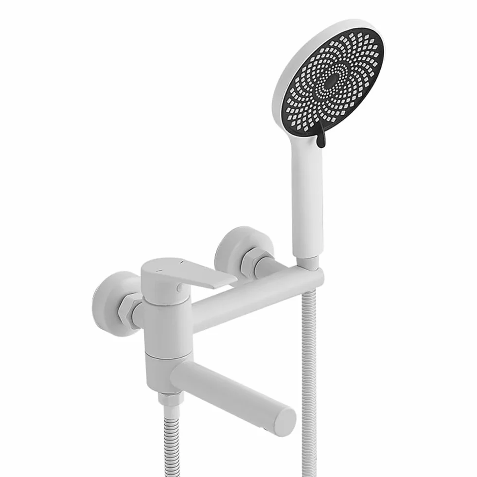 Mosiężny pojedynczy uchwyt bateria wannowa z 3 funkcjami montowany na ścianie bateria prysznicowa ręczna głowica prysznicowa 150 cm wąż nowoczesna armatura łazienkowa do stylowych pryszniców.