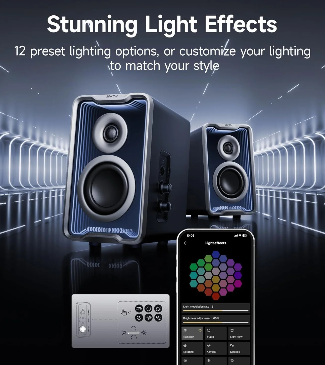EDIFIER QR30 Aktywny głośnik biurkowy z Bluetooth V5.4, dynamiczne efekty świetlne - 30 W RMS - czarny