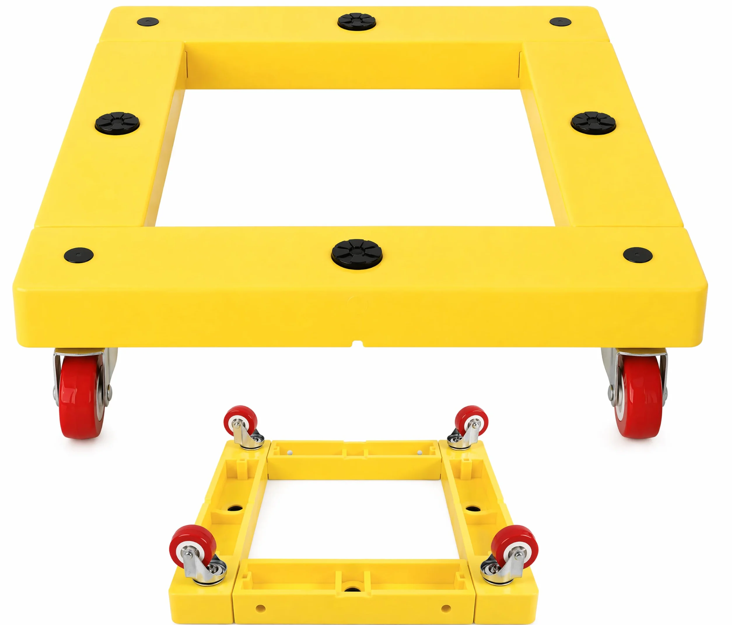 Maxworks 50698 Kwadratowe meble wózek do przenoszenia wózka rolkowego, żółty, nośność 136 kg, 40 cm x 40 cm