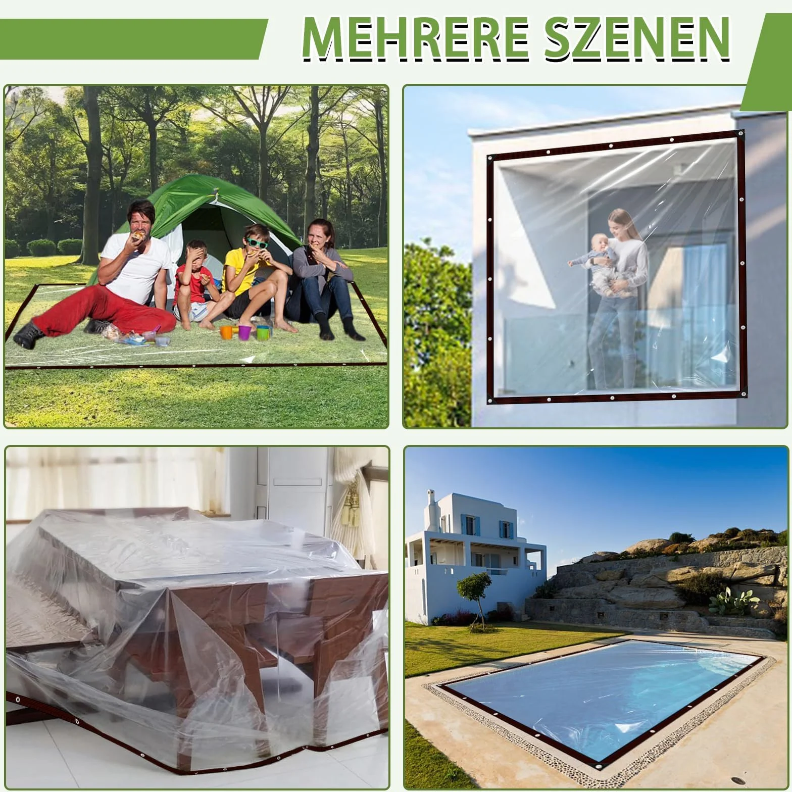 Przezroczysta plandeka z oczkami 2,5x3,5m, plandeka wodoodporna, osłona na meble ogrodowe, odporna na warunki atmosferyczne osłona wodoodporna na zewnątrz dla roślin, szklarni, krytego pomieszczenia