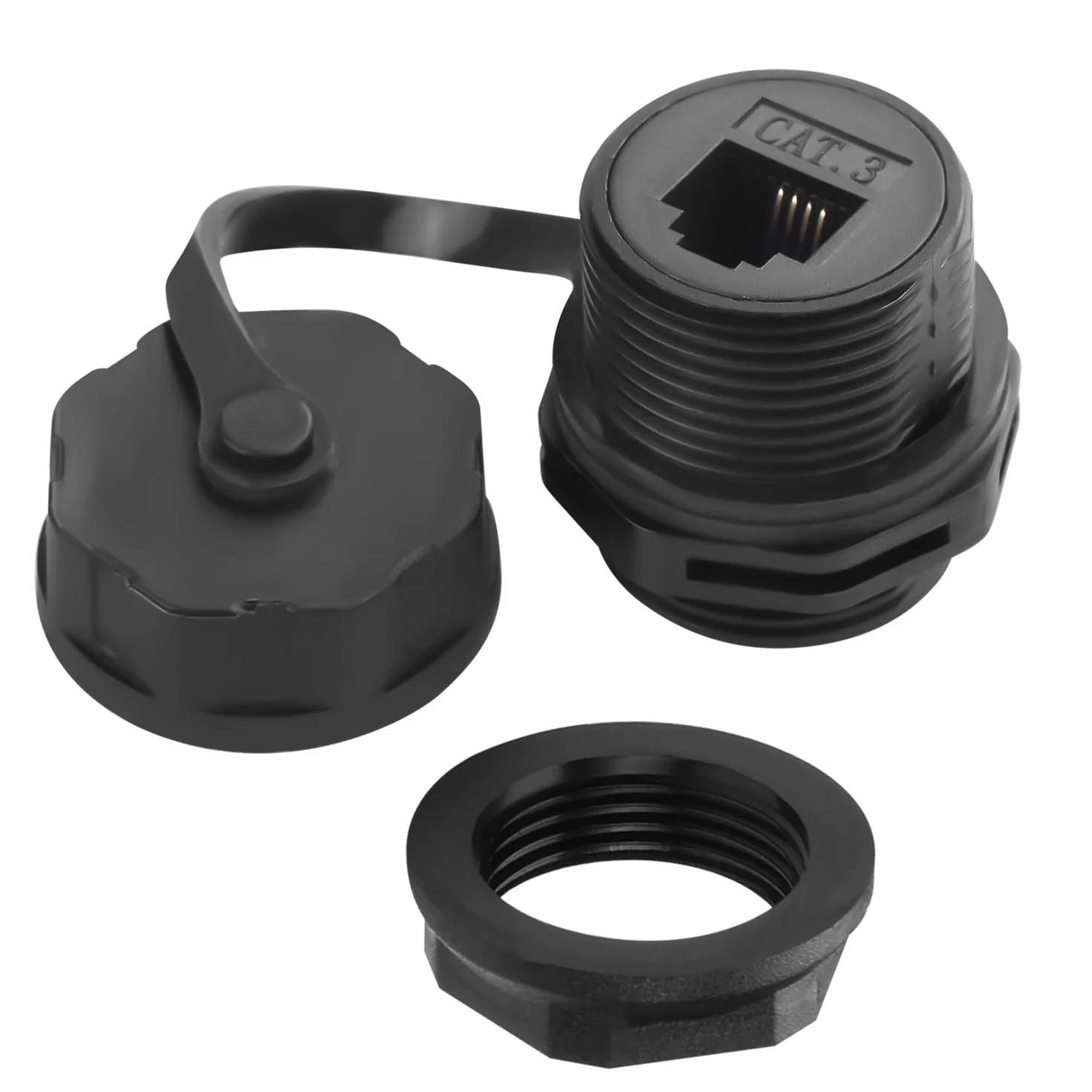 QIANRENON Cat3 RJ11 gwintowany stały wodoodporny adapter RJ11 6P4C żeński na żeńskie złącze telefoniczne złącze do montażu na panelu przednie gniazdo IP68, do modemu faksu głosowego
