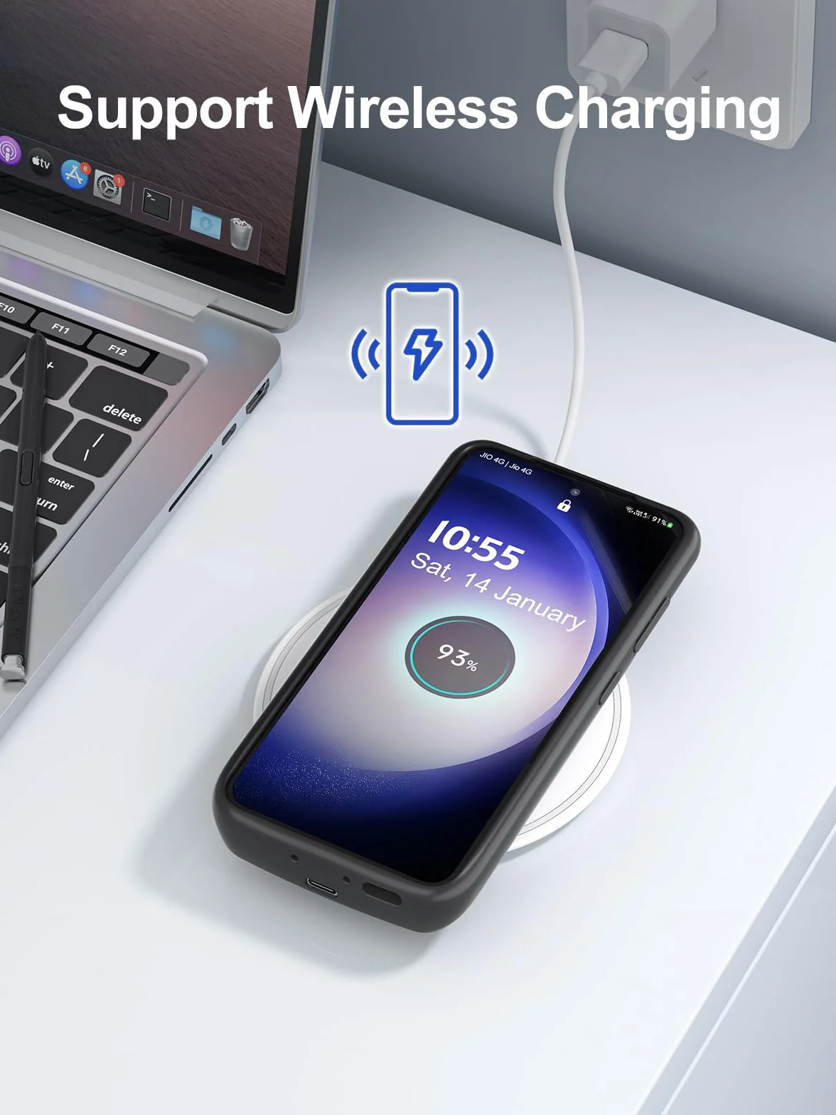 NEWDERY Etui na baterię 4700 mAh do Samsung Galaxy S23, Powerbank, Ładowarka bezprzewodowa Qi