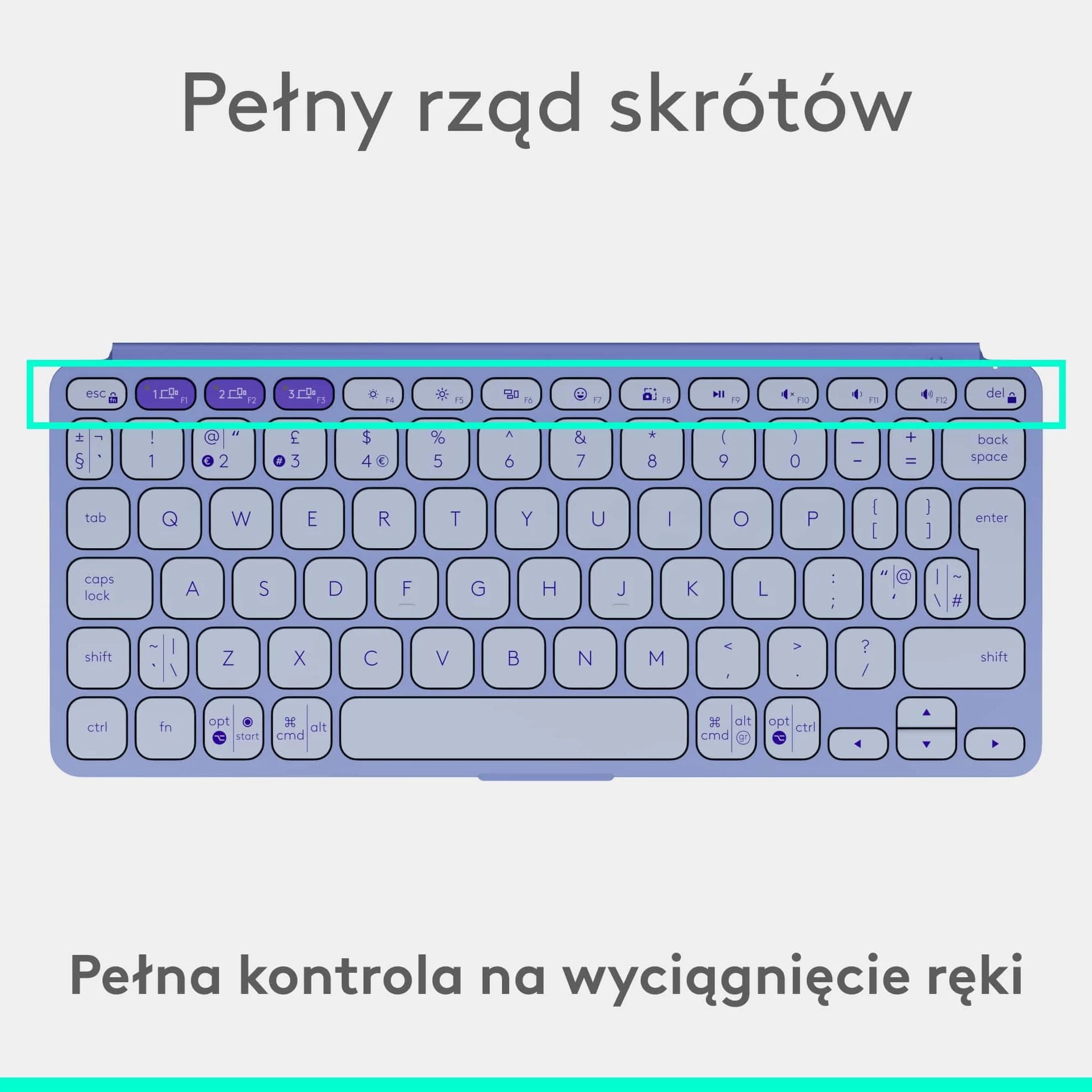 Logitech Keys-To-Go 2, przenośna klawiatura Bluetooth do tabletu z wbudowaną osłoną, smukła, bezprzewodowa do systemów Windows, Android, Linux, iPad, iPhone, Mac, Apple TV, QWERTY US INT'L - Liliowy
