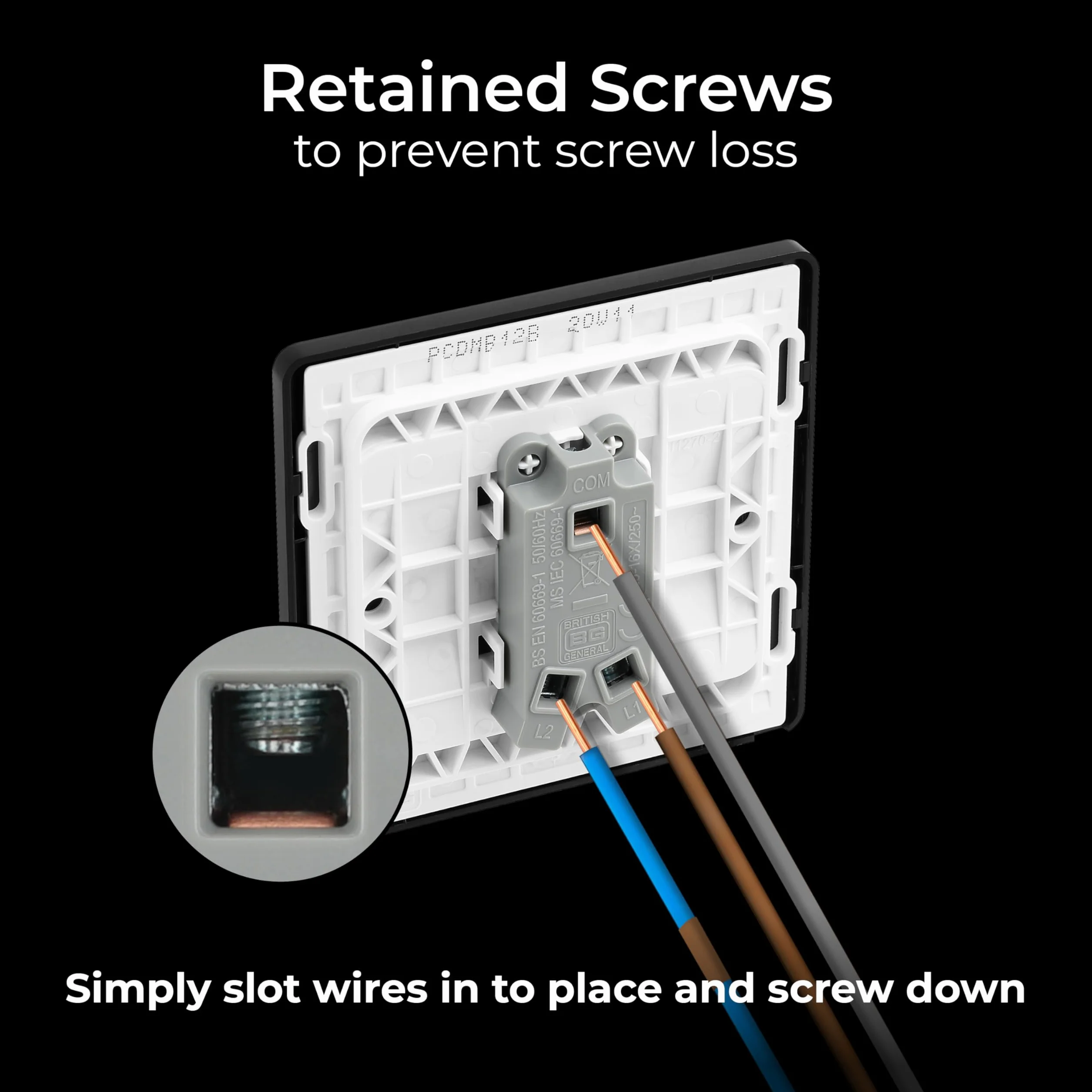 Luceco UK BG Electronics Evolve - PCDMB12B - EVOLVE MATOWY CZARNY (CZARNY) POJEDYNCZY PRZEŁĄCZNIK ŚWIATŁA, 20A 16AX, 2-drożny