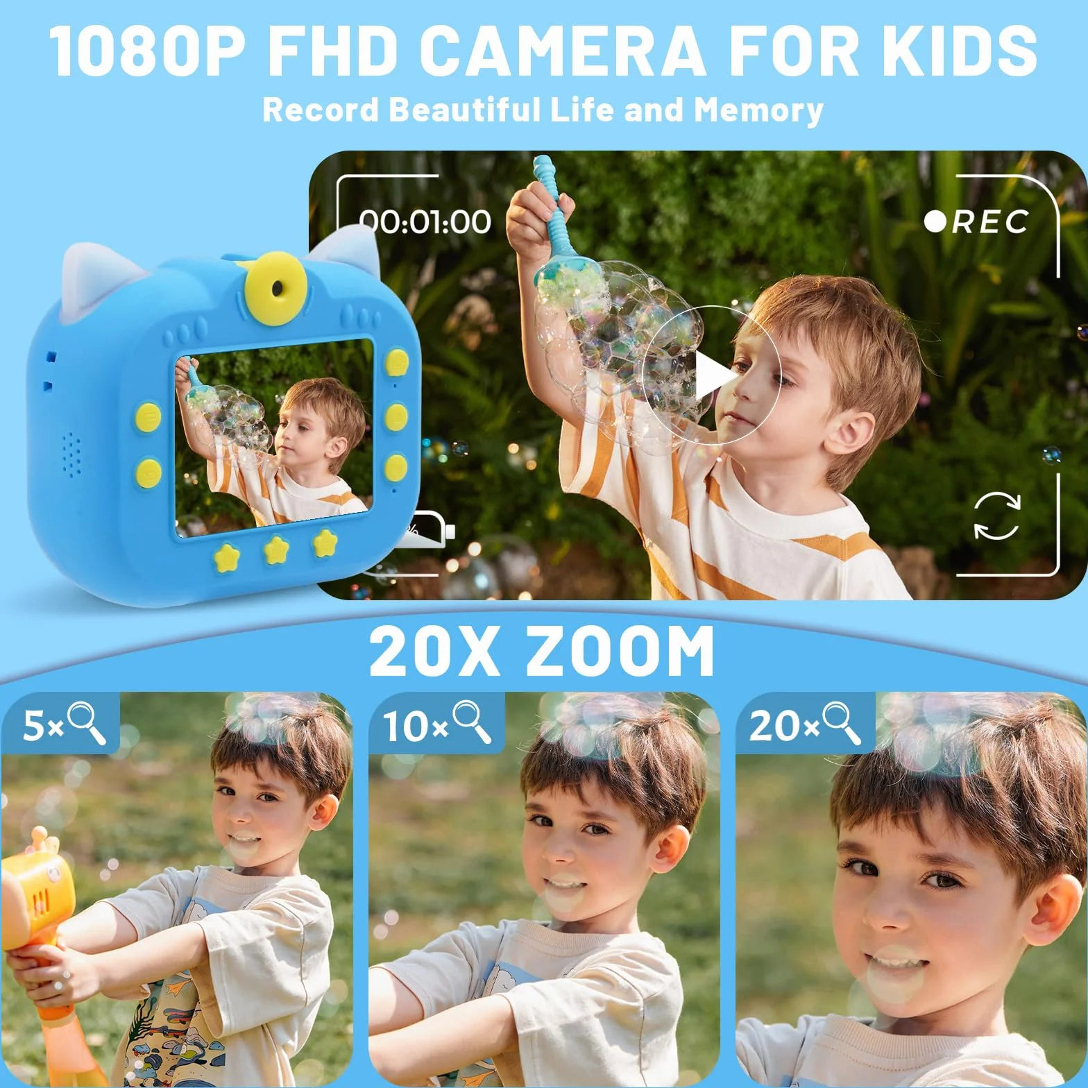 DYNASONIC Instant Children's Camera 2nd Generation 48MP 2.5K UHD Digital Photo Video with 32GB SD Card Gift for Kids 3-14