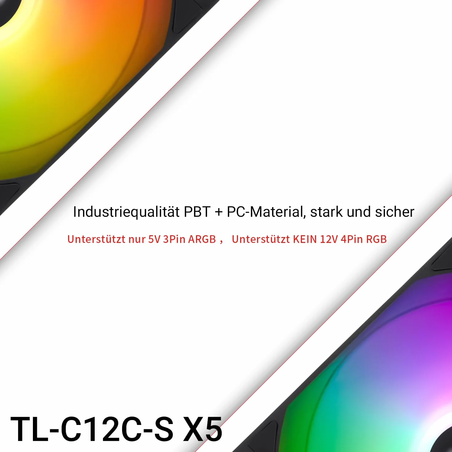 Thermalright TL-C12C-S X5 120 mm CPU PWM ARGB Wentylator Czarny 5 sztuk