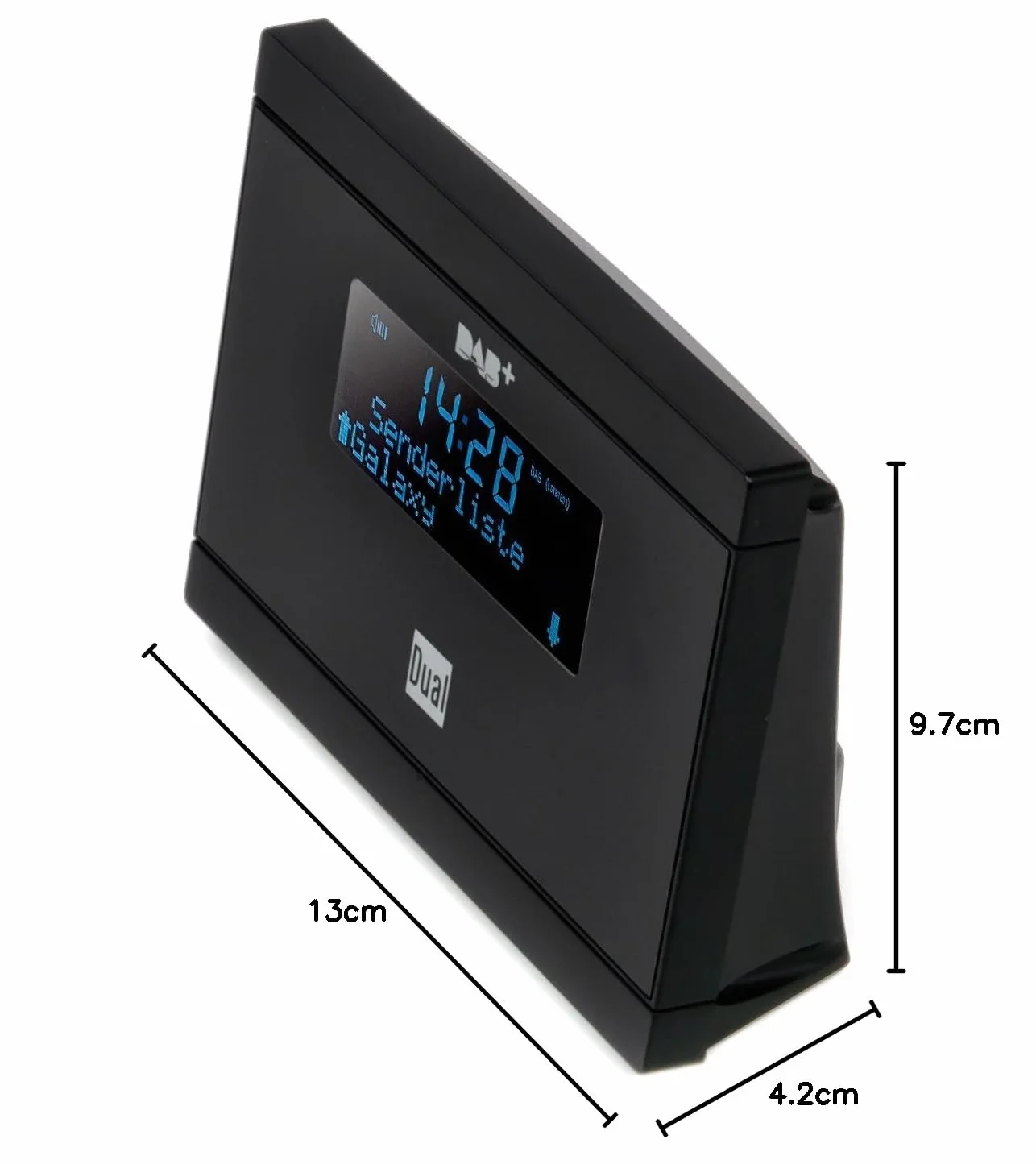 Dual DAB 2 A cyfrowy adapter radiowy z pilotem zdalnego sterowania (wyświetlacz LCD, tuner DAB(+)/UKW, funkcja alarmu), kolor czarny