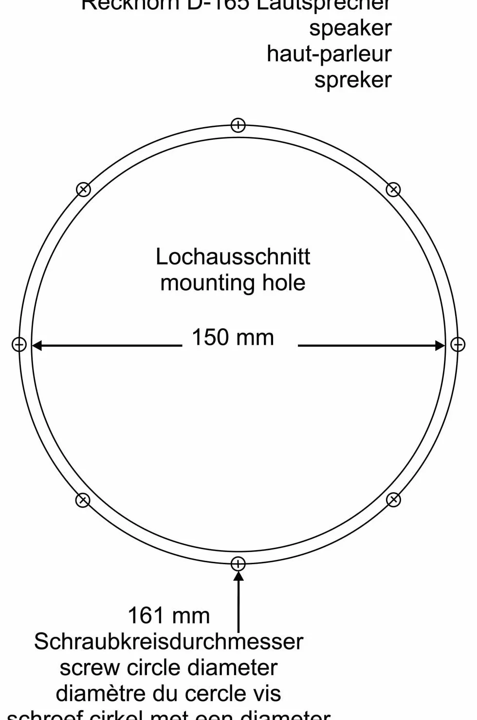 D-165 Subwoofer Einbau Lautsprecher Chassis 175 mm 6.5"