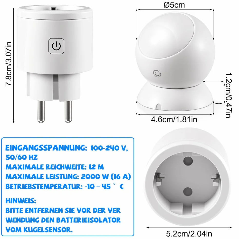 Joycabin Gniazdo z czujnikiem ruchu, bezprzewodowy czujnik ruchu PIR na podczerwień z timerem, automatyczne włączanie/wyłączanie lamp i urządzeń do użytku wewnątrz i na zewnątrz, pomieszczenia