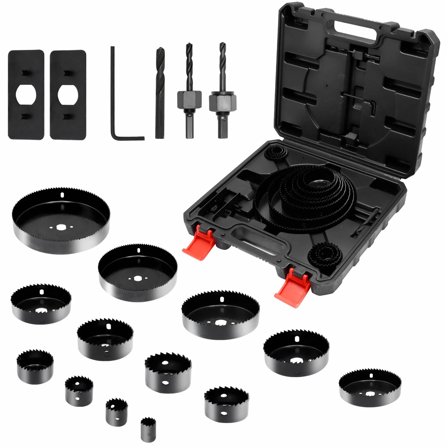 CCLIFE Zestaw otwornic Ø 19 mm - 152 mm bimetal 19-częściowy zestaw otwornic otwornica głębokość cięcia 25 mm do drewna, tworzywa sztucznego, płyt gipsowo-kartonowych