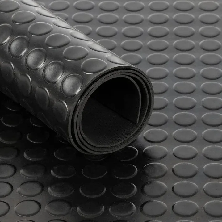 Floordirekt Mata z wypustkami, bezzapachowa mata podłogowa, wykładzina gumowa o grubości 3 mm, mata gumowa z płaskimi wypustkami, czarna (100 cm x 900 cm, czarna)