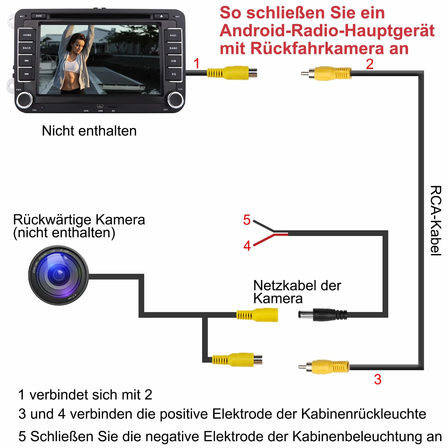APOMOONS 10 m przedłużacz kamery cofania, ulepszony, podwójnie ekranowany kabel wideo RCA z żółtym gniazdem wideo RCA do gniazda i kabla zasilającego do monitora i kamery cofania