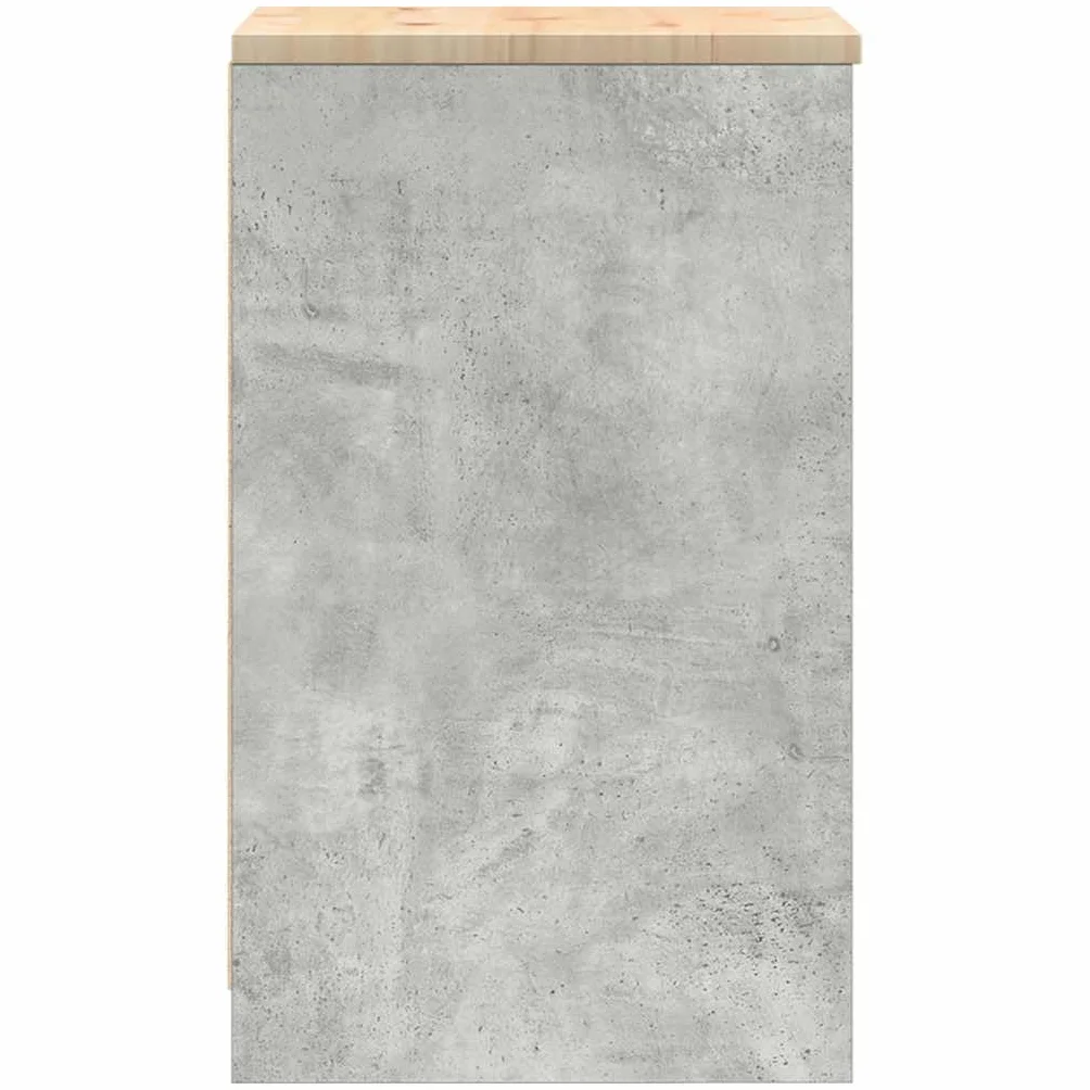 Szafa do przechowywania garażowa, betonowa, szara, lite drewno sosnowe, 40 x 51 x 85 cm, z 2 półkami, blat drewniany, stabilna szafka warsztatowa do warsztatu, magazynu, biura, warsztatu