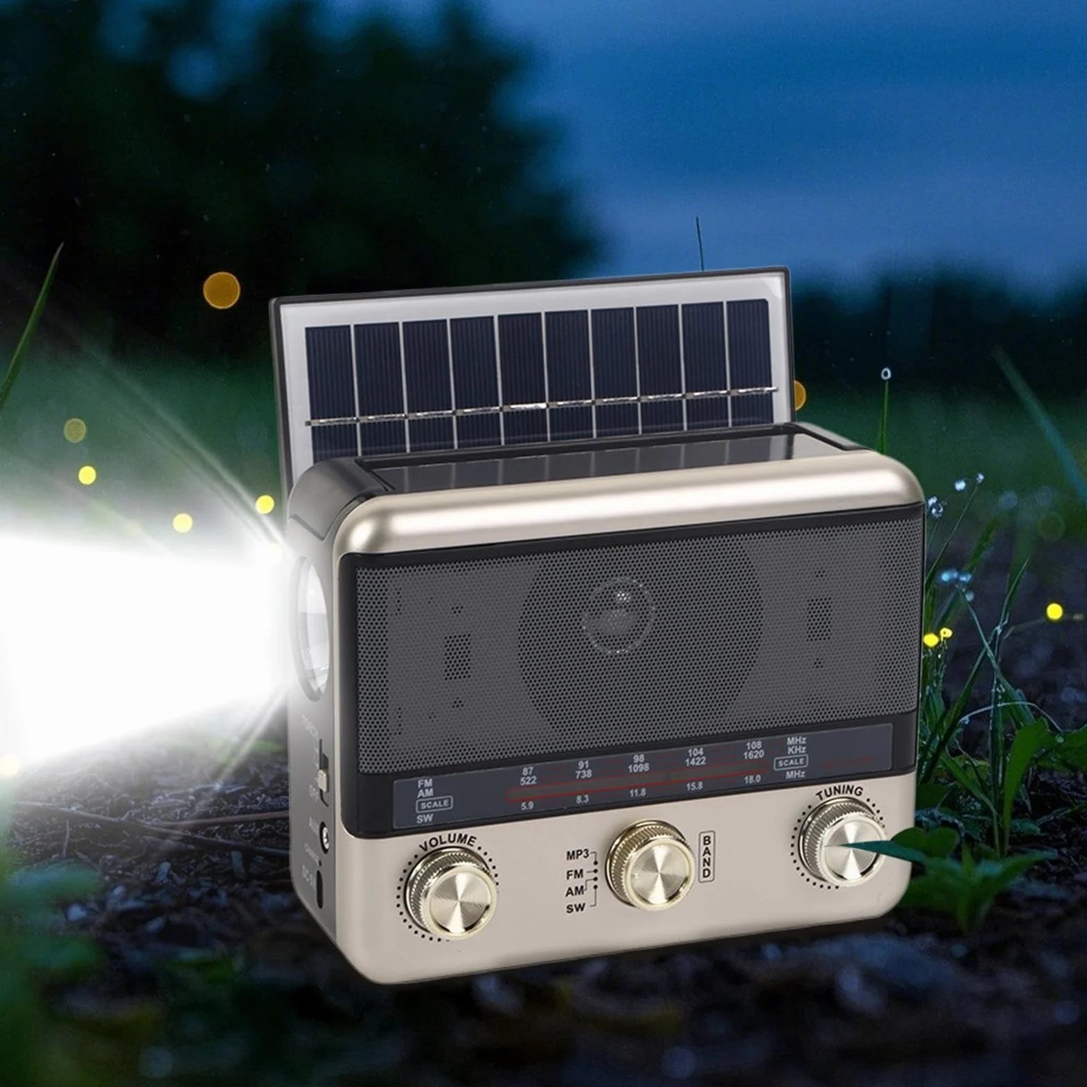 Radioodbiornik Survivalowy Radio Pogodowe Ładowanie Słoneczne Bezprzewodowe Retro
