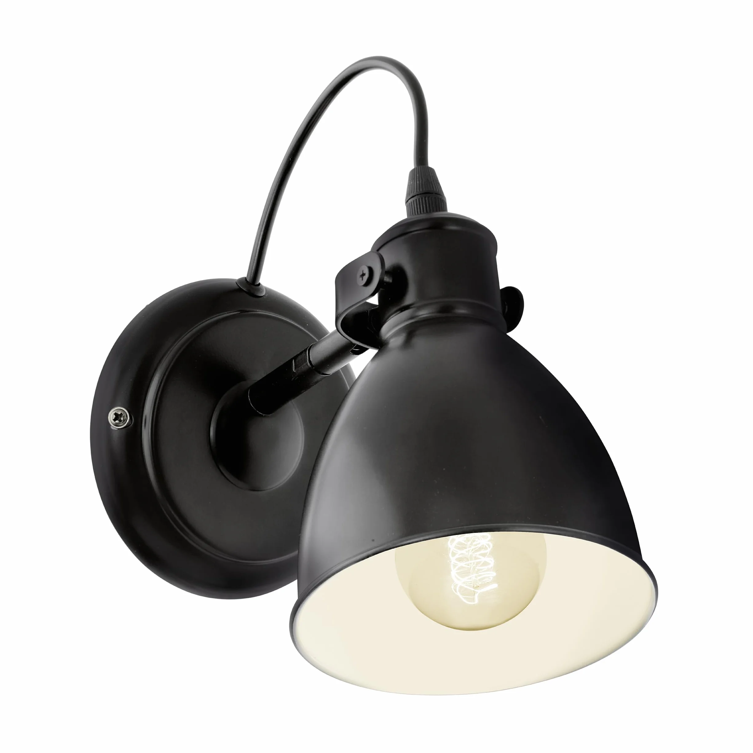 Eglo Priddy Vintage / industrialny design lampa ścienna, stalowy reflektor ścienny retro, czarno-biały, gniazdo E27