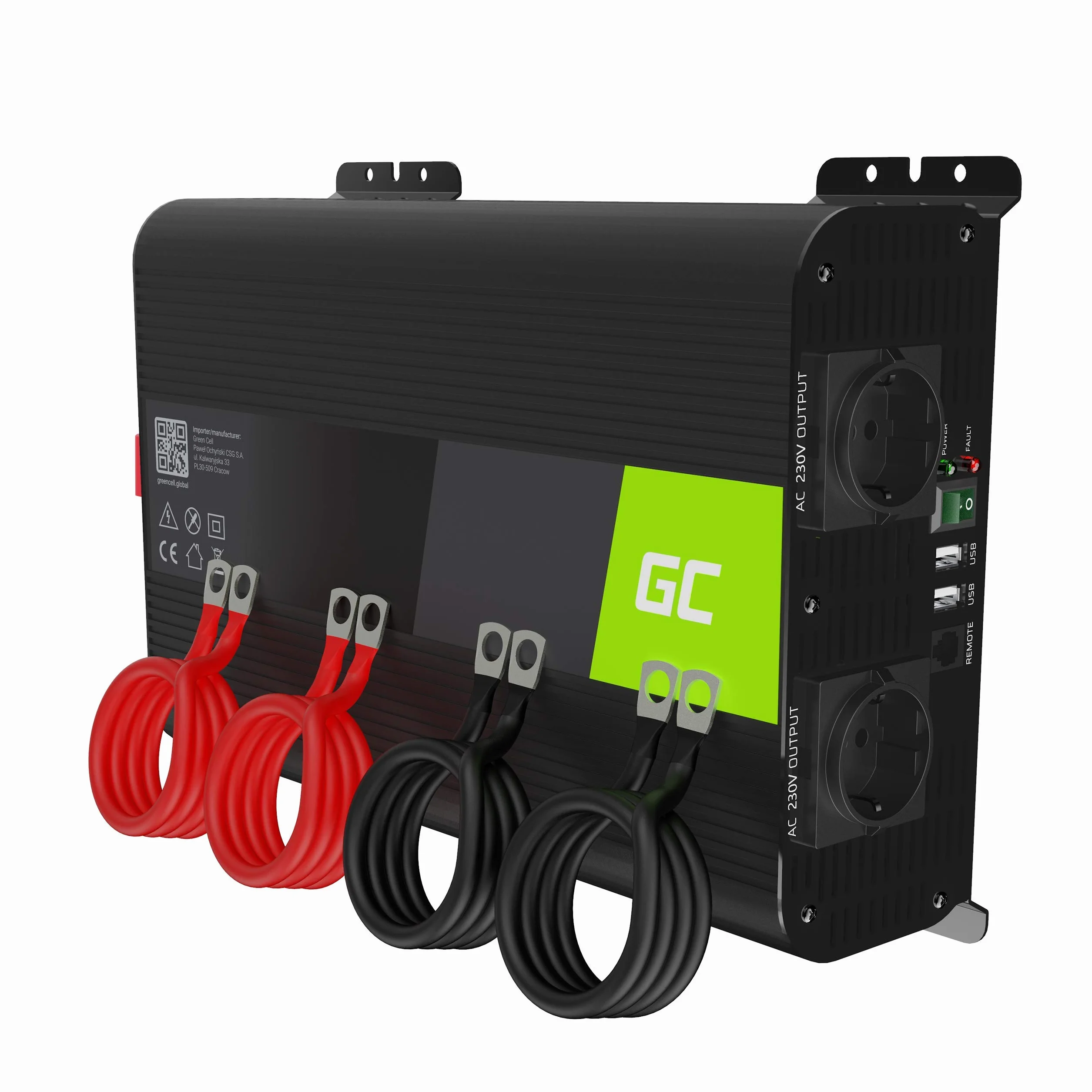 Green Cell PRO 2000W/4000W 12V do 230V Przetwornica Czysty Sinus Inwerter