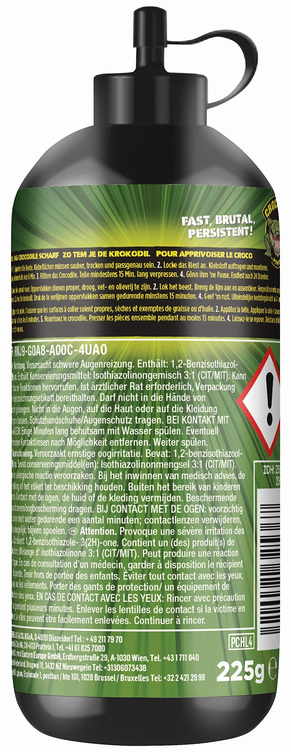 Pattex Crocodile Power Klej do Drewna, Mocny Przezroczysty, do Wewnątrz i na Zewnątrz, Wodoodporny, 225g