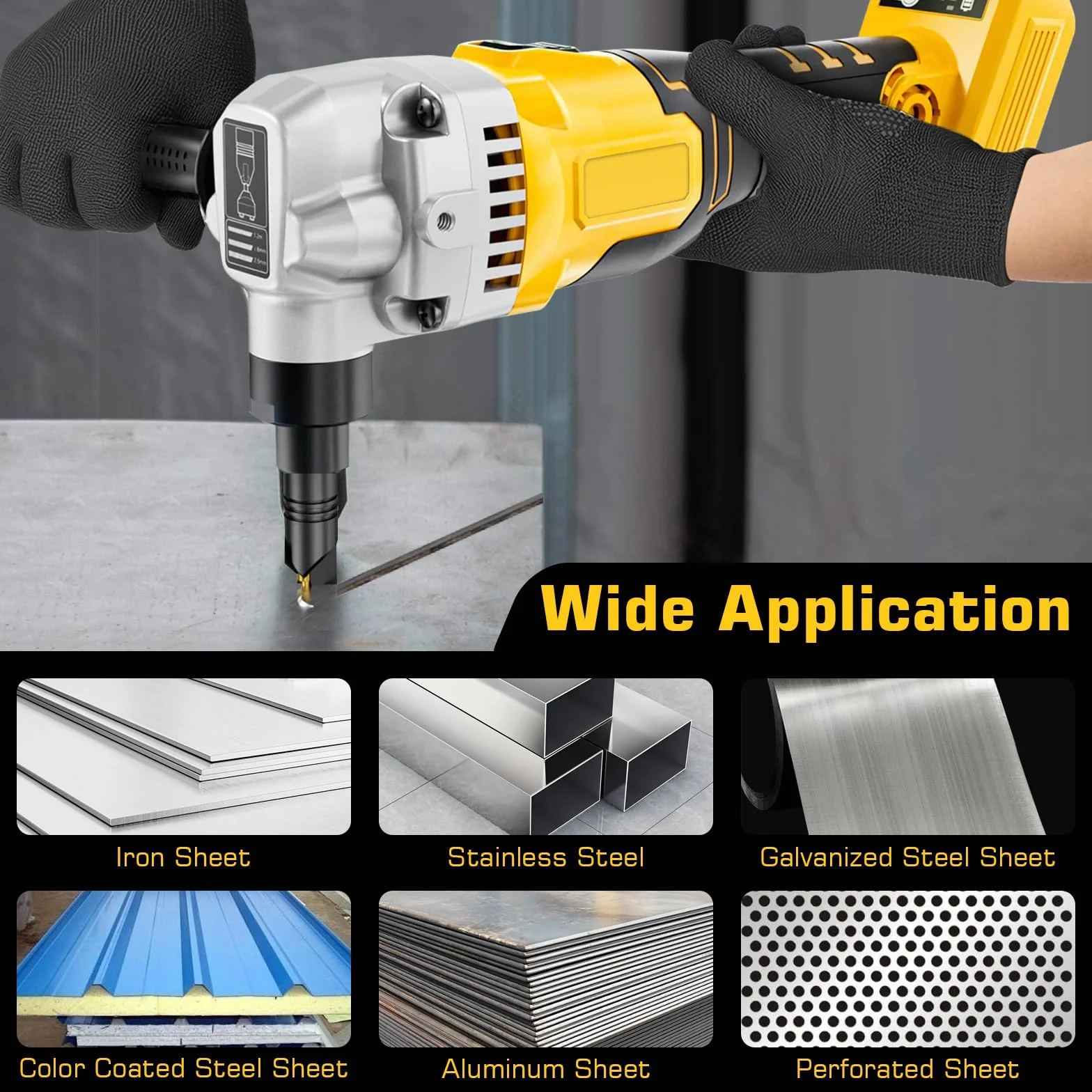 Kubber do blachy, zasilany akumulatorem, kompatybilny z akumulatorem Dewalt 18 V, skrobak akumulatorowy, nasadka do blachy, 1900 SPM, 3,5 m/min, 950 W, 3-stopniowe, bezszczotkowe nożyce do metalu