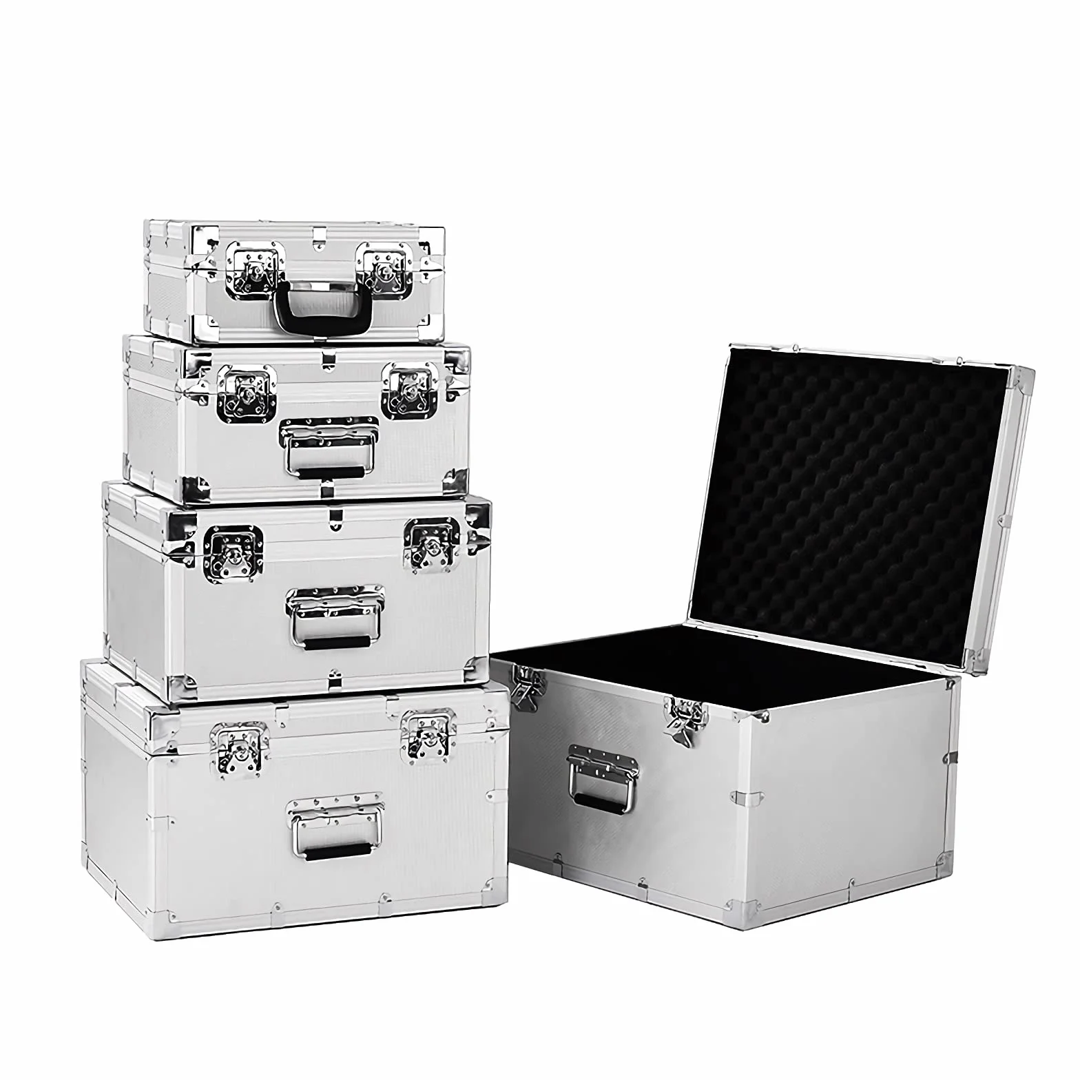 Skrzynki narzędziowe Aluminiowa Twarda skrzynka Narzędzia Teczki Przenośne Przechowywanie Toolbox Case Case Case PC Wyposażenie Organizator Organizator z wyjmowaną pianką Przenośna skrzynka narzędziow