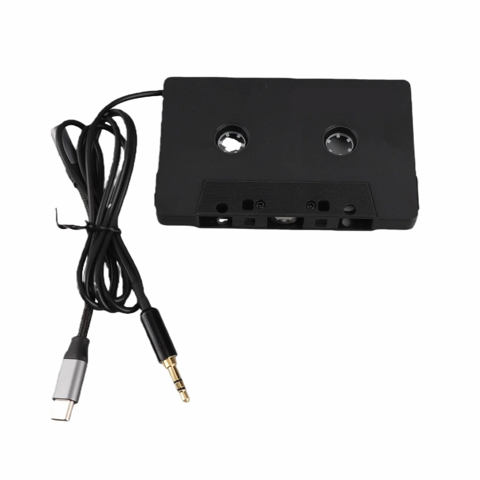 CCYLEZ Adapter do Kasety Samochodowej, Adapter Typu C do Taśmy Aux Samochodowego Zestawu Stereo, Kasety 3,5 Mm USB C Kabel w Nylonowym Oplocie, Pozłacane Złącze