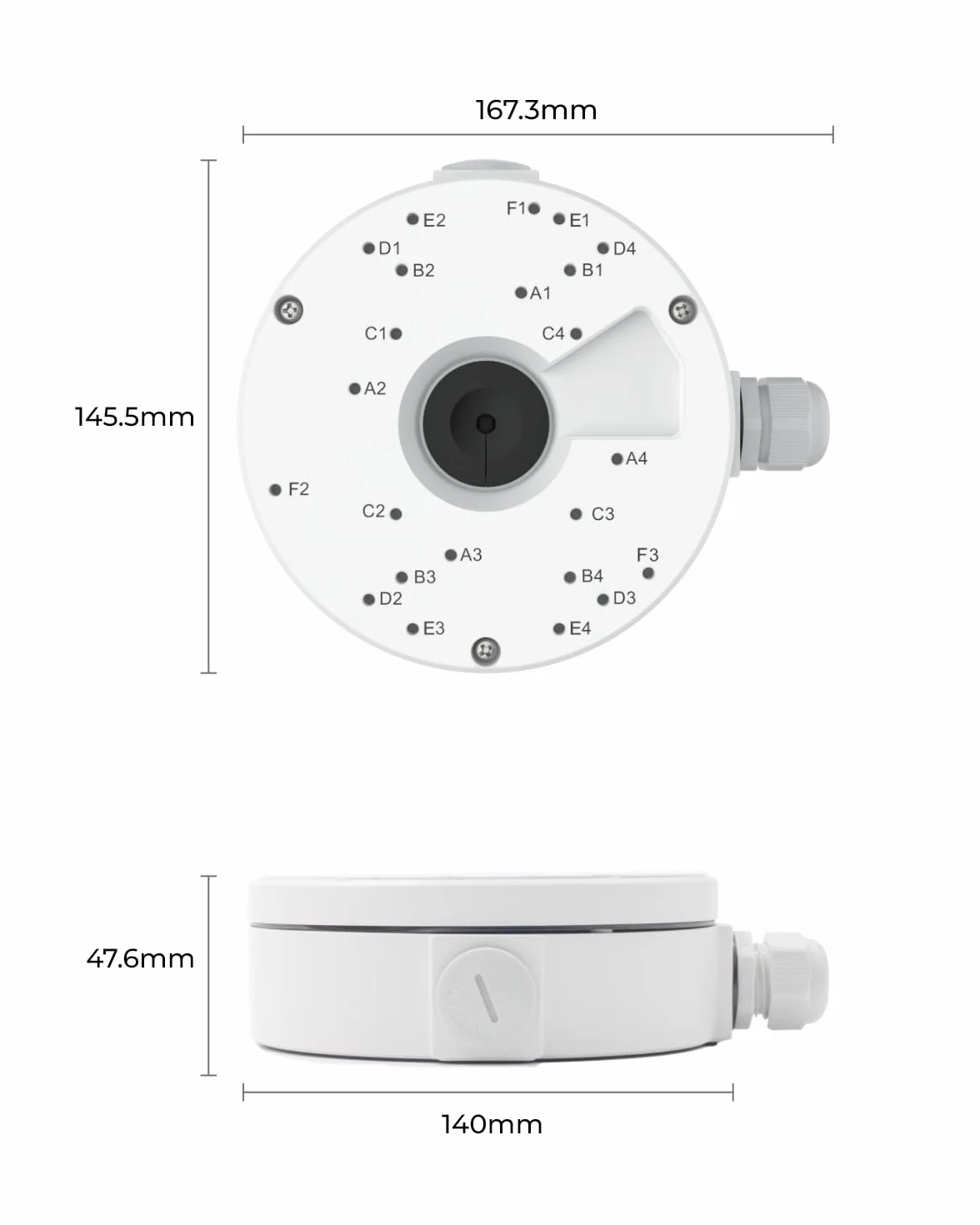 Reolink Puszka połączeniowa D20, zaprojektowana tylko dla kopułkowych kamer IP Reolink RLC-520A, RLC-820A, RLC-823A, RLC-1224A, RLC-833A, RLC-842A, RLC-523WA, RLC-542WA, Seria E1 Outdoor