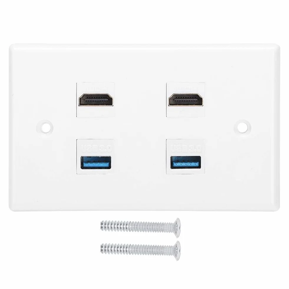 Keystone panel ścienny HDMI 2 porty USB żeński żeńska klamra mocowanie gniazdka ściennego
