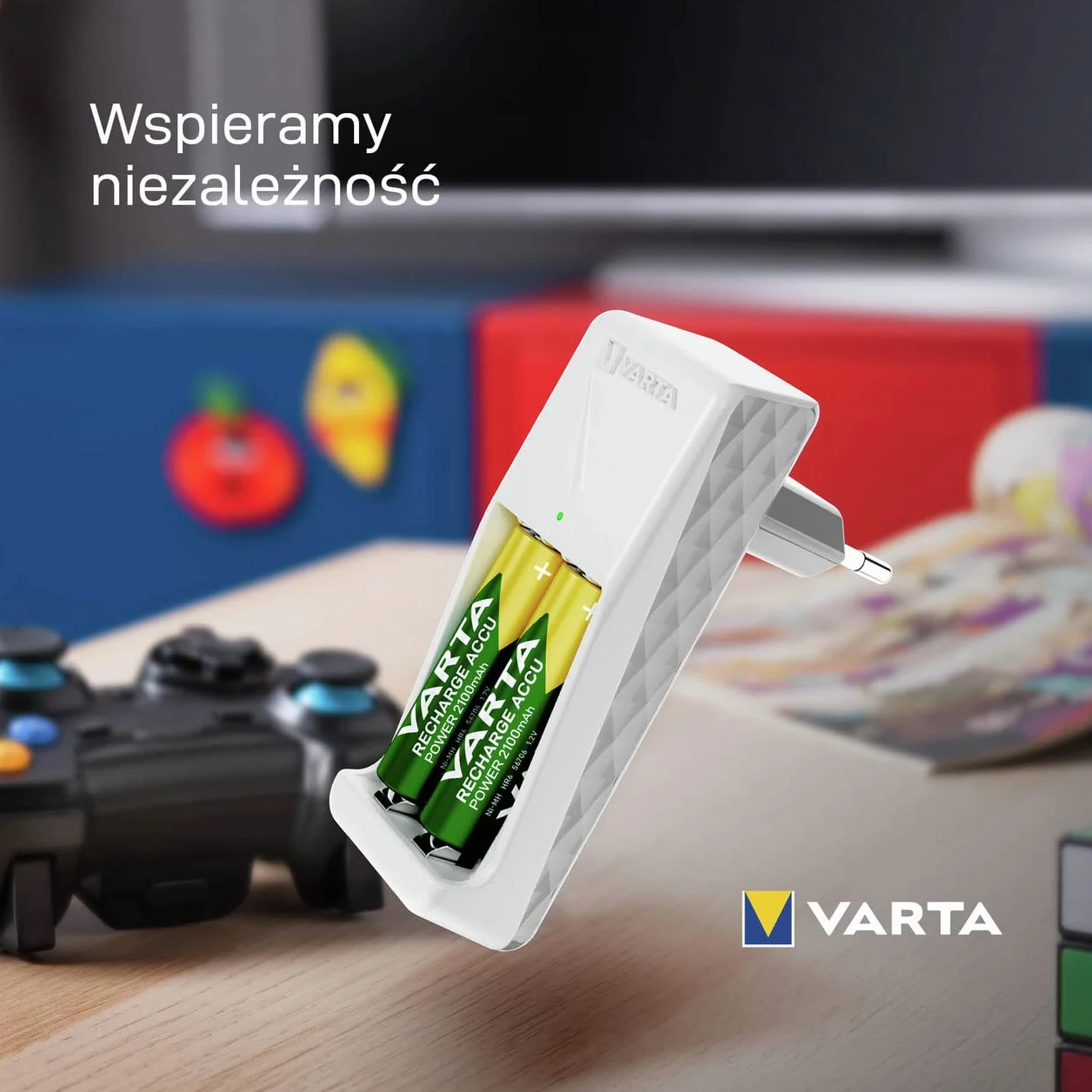 Varta MiniładowarkaMiniChargerna2akumulatoryniklowo-metalowo-wodorkowe(NiMH) AA,AAA(wtym2xakumulatorAAA800mAh),wtyczkaUE
