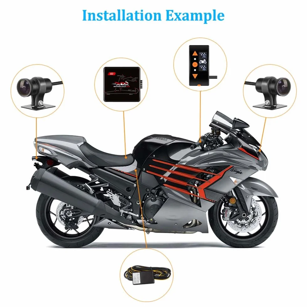 Vsystemo WiFi Motocyklowy tachograf HD 1080p wodoodporna kamera DVR Czarny