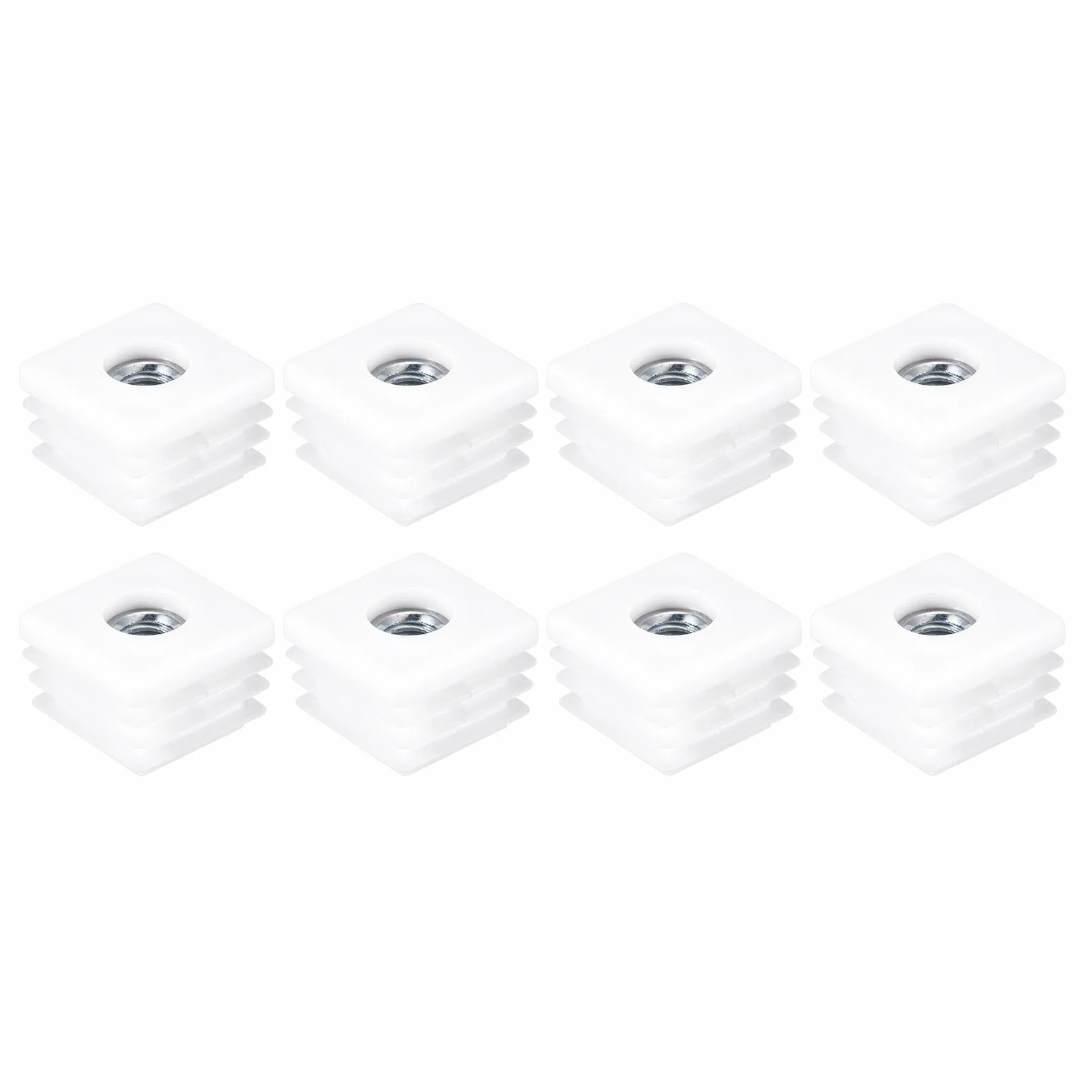 QUARKZMAN Kwadratowe rury, 8 sztuk 25 x 25 mm - Pokrowiec na krzesło z gwintem M8 Pp, gwintowana wkładka do ruchomych nóżek, regulowane zaślepki na rurę krzesła (biały)