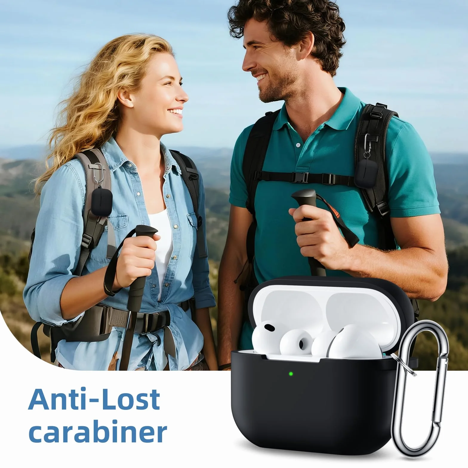 Maledan Kompatybilny z etui AirPods Pro 3 Case - Odporny na wstrząsy miękki silikonowy futerał ochronny do Apple AirPods Pro 3 Generation z zestawem do czyszczenia i karabińczykiem