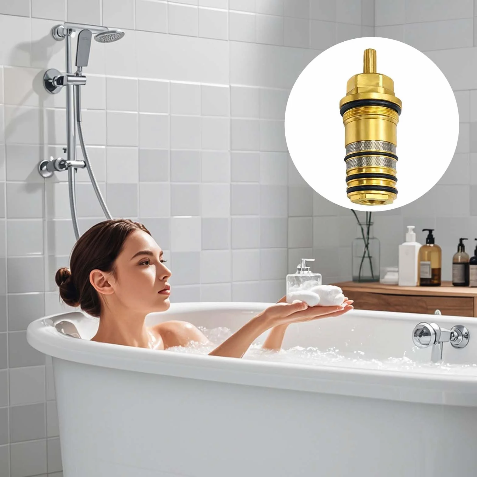 94282000 jednostka regulacji temperatury, mosiądz, część zamienna kompatybilna z termostatami Hansgrohe Ecostat i słuchawkami prysznicowymi