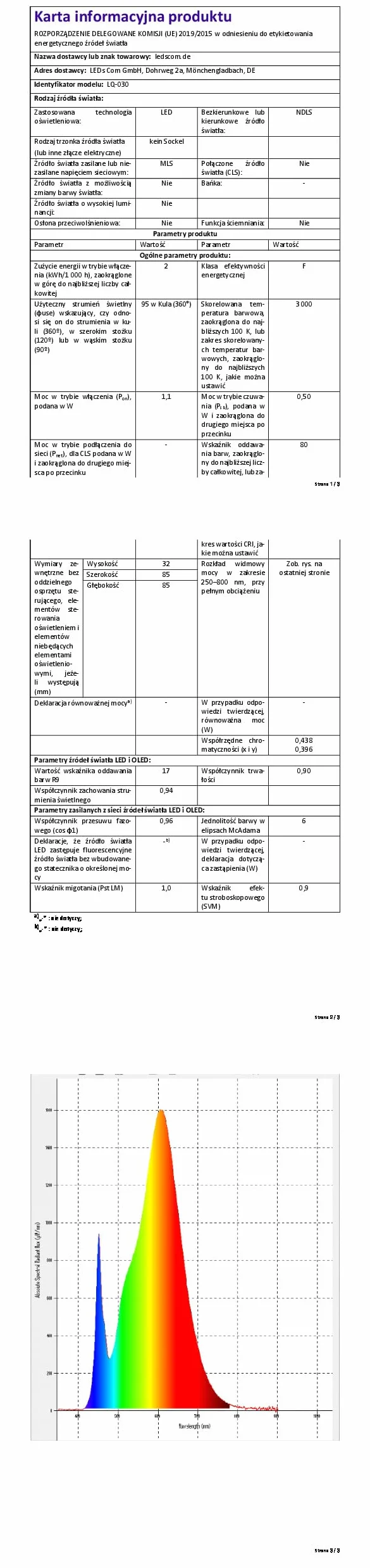 ledscom.de 10 Lampa schodowa LED/wpuszczana lampa ścienna FEX do użytku wewnątrz i na zewnątrz, okrągła, Ø 85 mm, ciepła biel