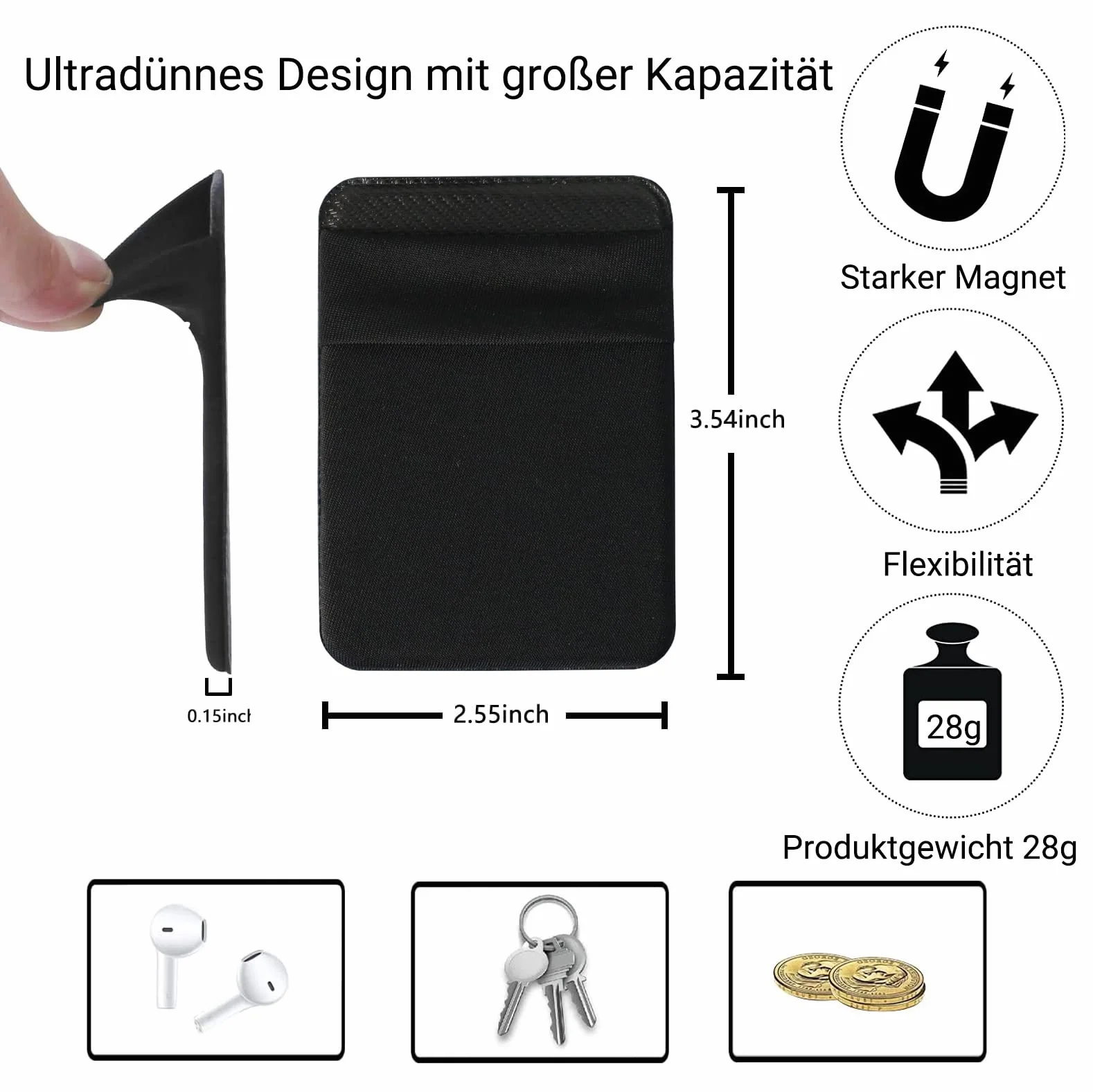 Magnetyczny portfel Mag-Safe do iPhone 14 13 12 Pro Max Plus etui na karty czarny