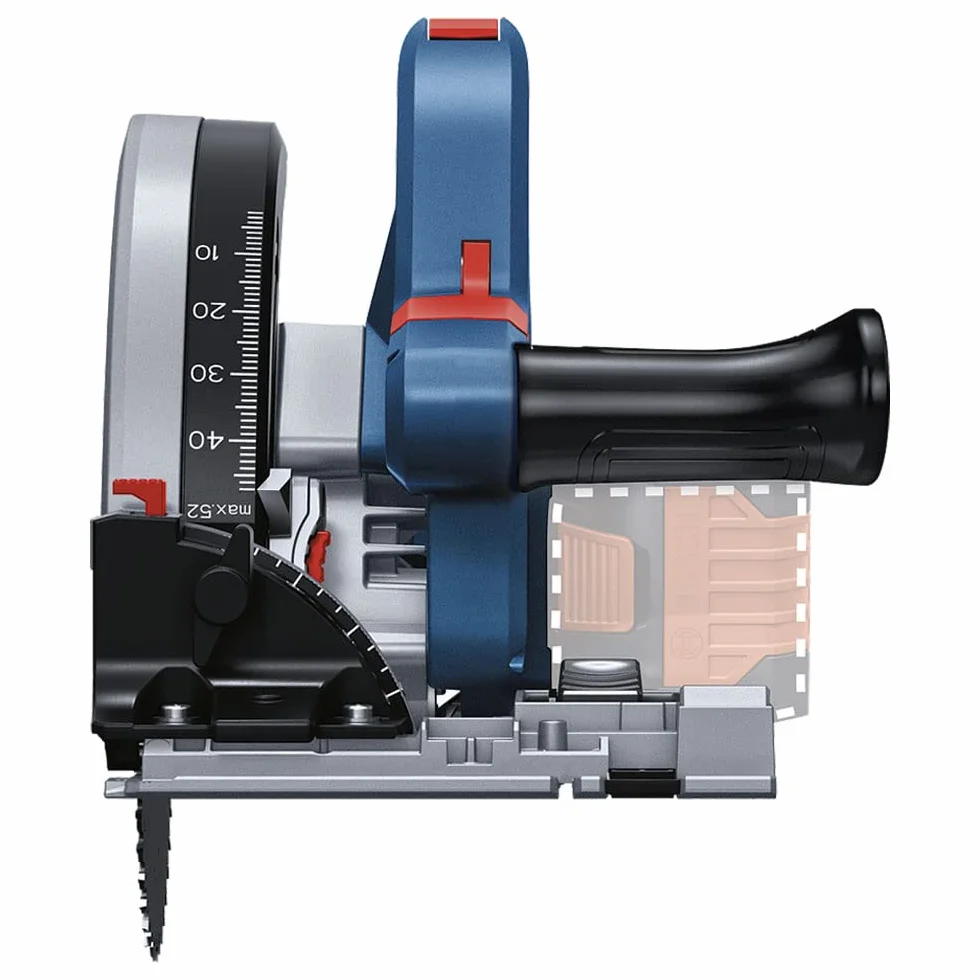 Bosch Professional system 18V: akumulatorowa zagłębiarka tarczowa BITURBO GKT 18V-52 GC (średnica tarczy pilarskiej 140 mm, 1 tarcza pilarska, worek na pył, 1 moduł Bluetooth, walizka L-BOXX)