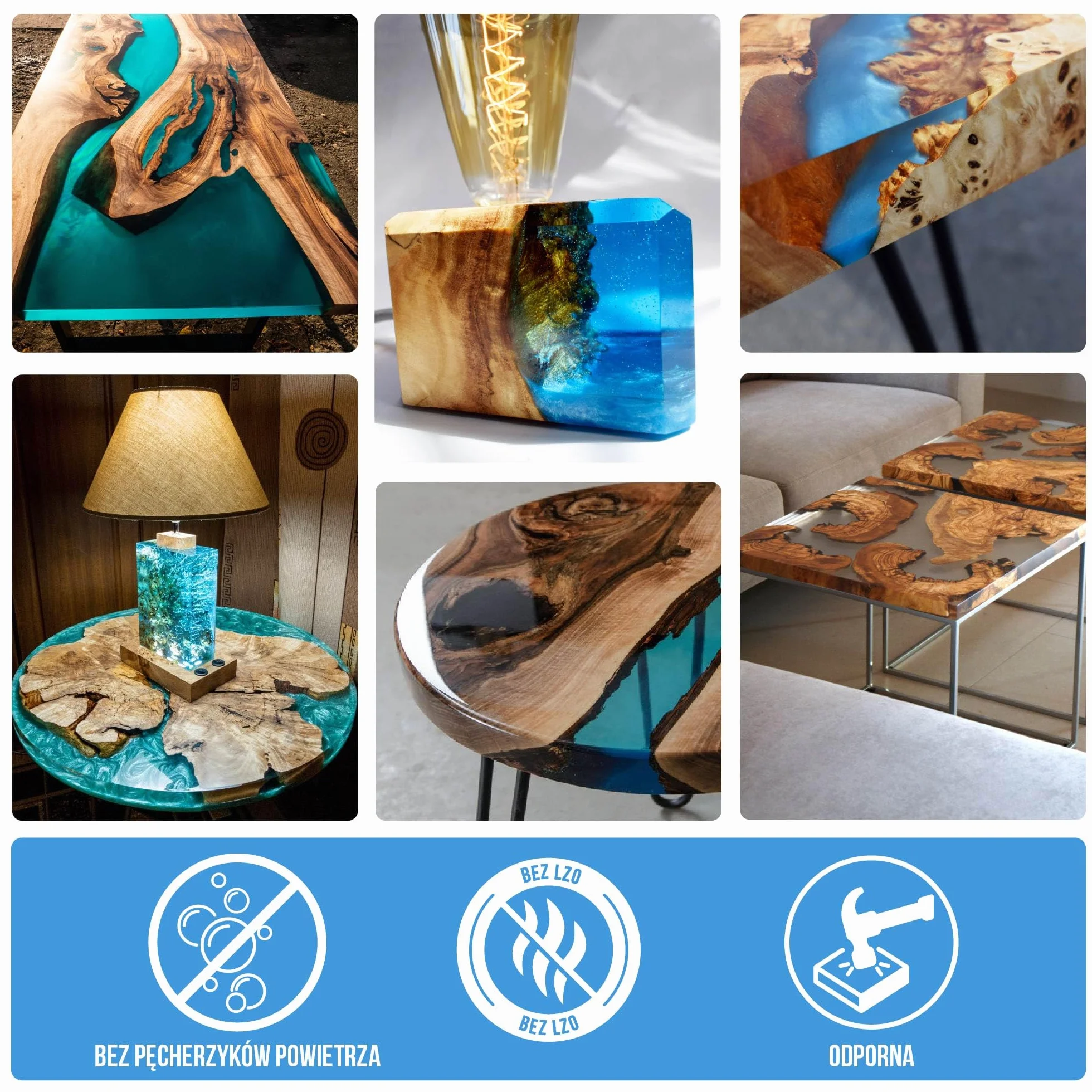 EPODEX Zestaw Żywicy Epoksydowej ECO+ | Przezroczysta do zalewów do 5cm | Z pigmentami lub bez | Do stołów typu river table, lamp, wysokich odlewów i innych projektów | 2-składnikowa żywica