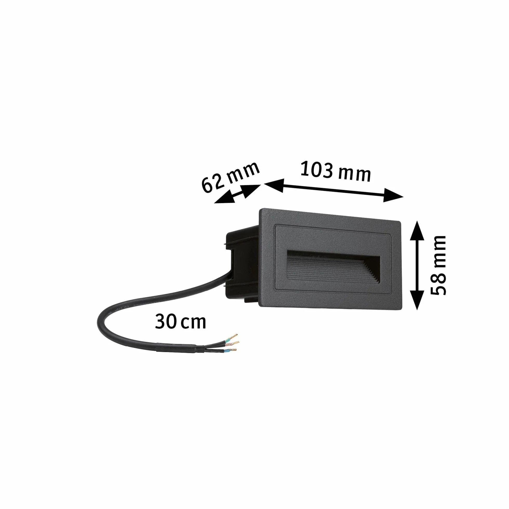 Paulmann 94383 LED oprawa zewnętrzna oprawa wpuszczana w ścianę zewn. Long IP65 103x58mm czworok. w kompl. 1x4 W czarna lampa zewn. aluminium 3000 K
