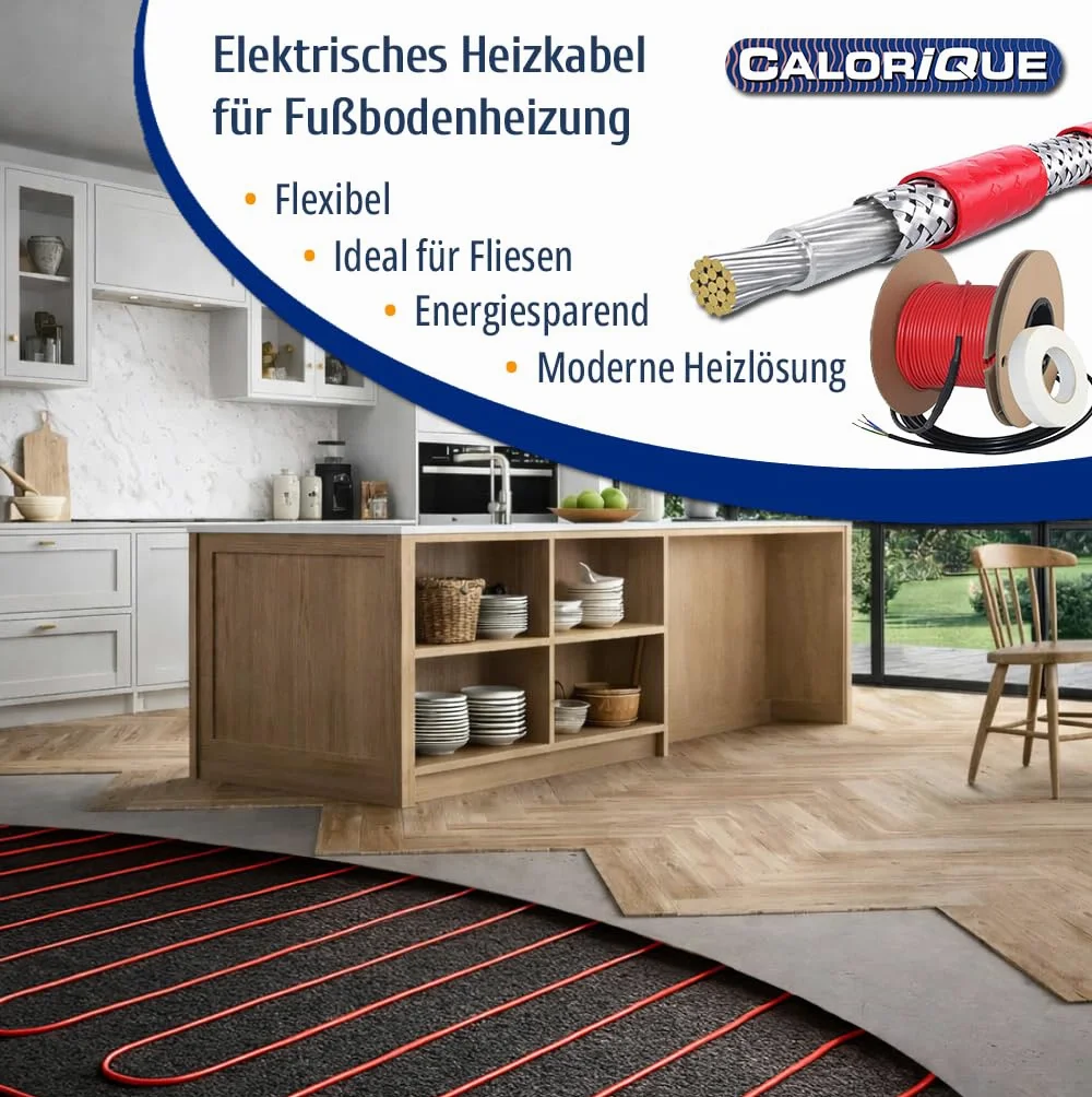Elektryczne ogrzewanie podłogowe – kabel grzewczy 16 W/m 700 W łącznie (43,75 m) do powierzchni grzewczej 3,5-7 m² – technologia Twin – klasa efektywności energetycznej A+++