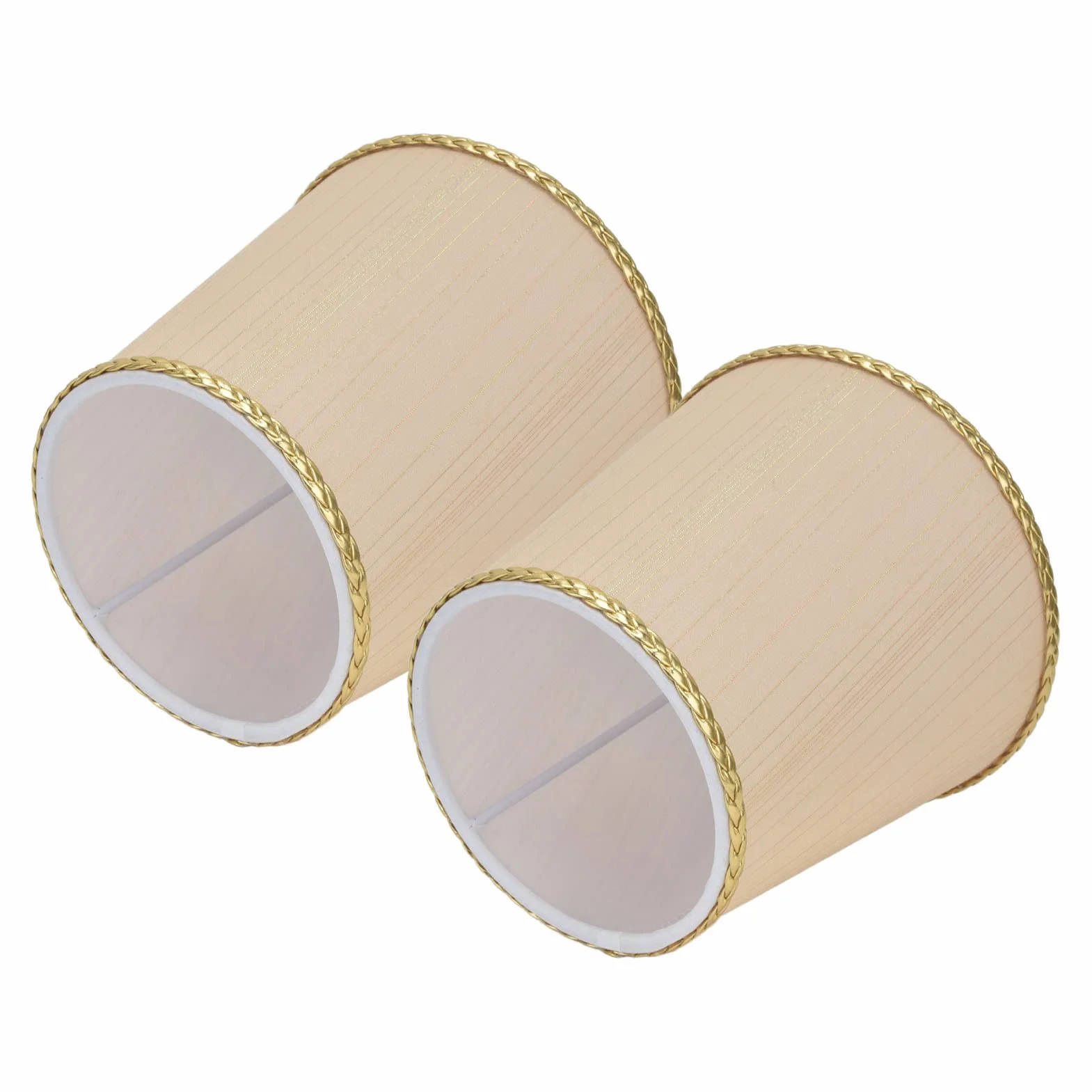 Mały Abażur, Materiałowy Abażur do Lampy Stołowej/podłogowej Mały Abażur Materiałowy Beżowy Abażur ze złotą krawędzią do Lampy Stołowej E14, Lampy Podłogowe