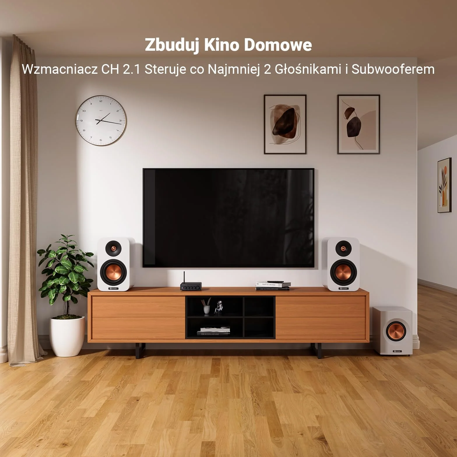 Fosi Audio BT30D Pro TPA3255 Hi-Fi Bluetooth 5.0 Stereo Audio Wzmacniacz odbiornika 2.1-kanałowy wzmacniacz zintegrowany klasy D 165Wx2+350W do domu Na zewnątrz Pulpit Głośniki półkowe/Subwoofery