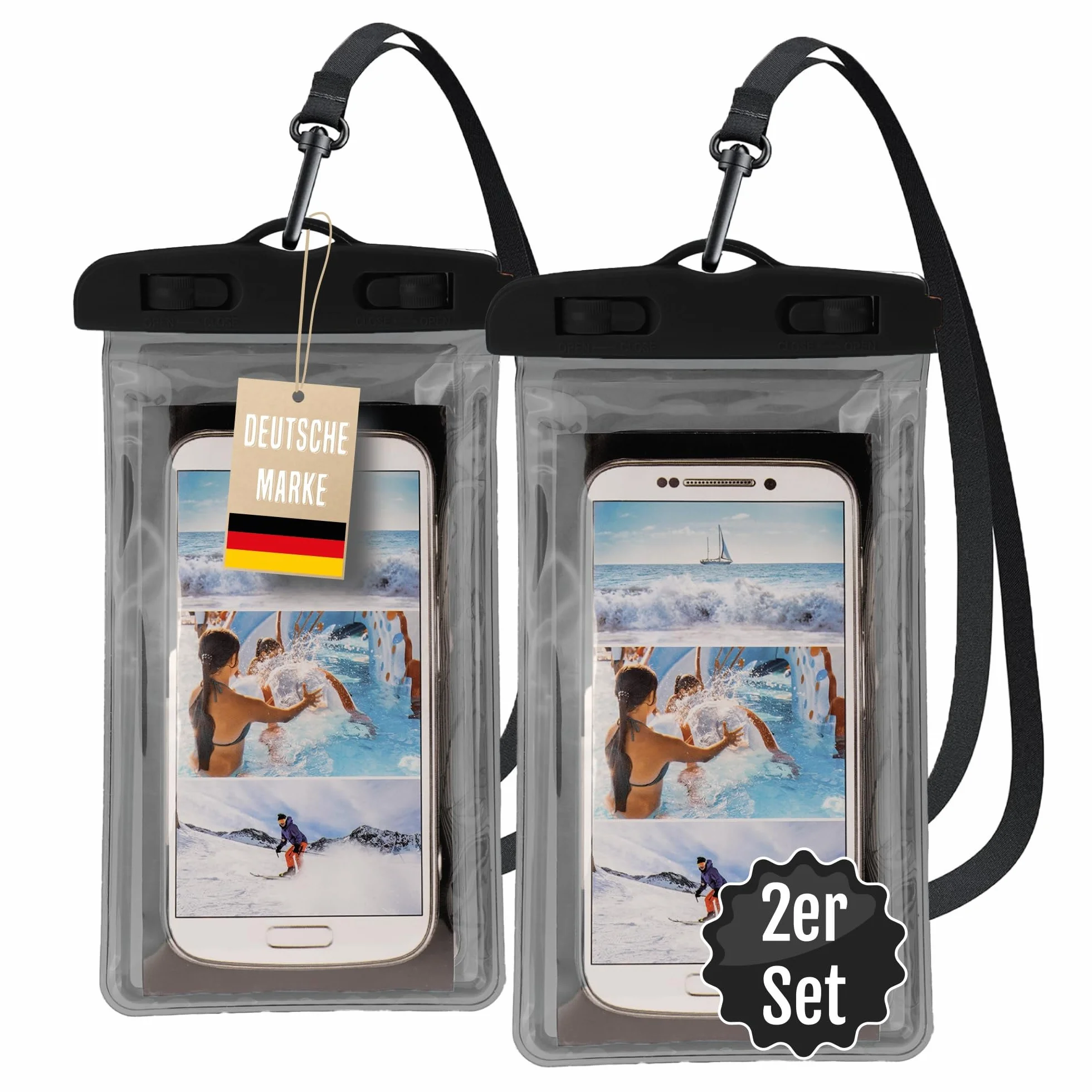 Wodoodporne Etui na Telefon Zestaw 2 szt. – Podwodna Torba do iPhone, Samsung i innych modeli do 6,5" – Idealne na Plażę, Basen, Podróże i Aktywności Outdoor