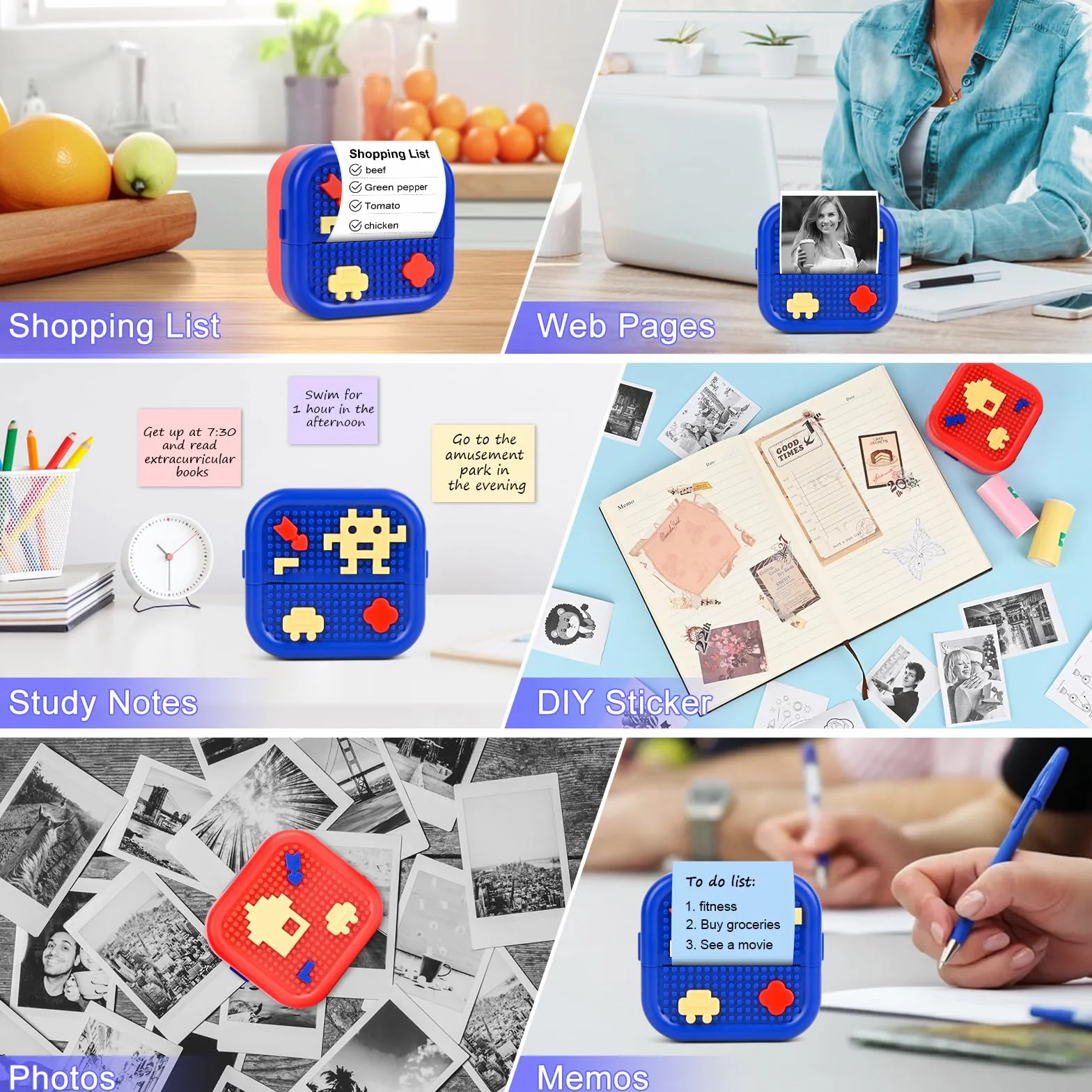 Bezprzewodowa mini drukarka fotograficzna Bluetooth z 13 rolkami do smartfona