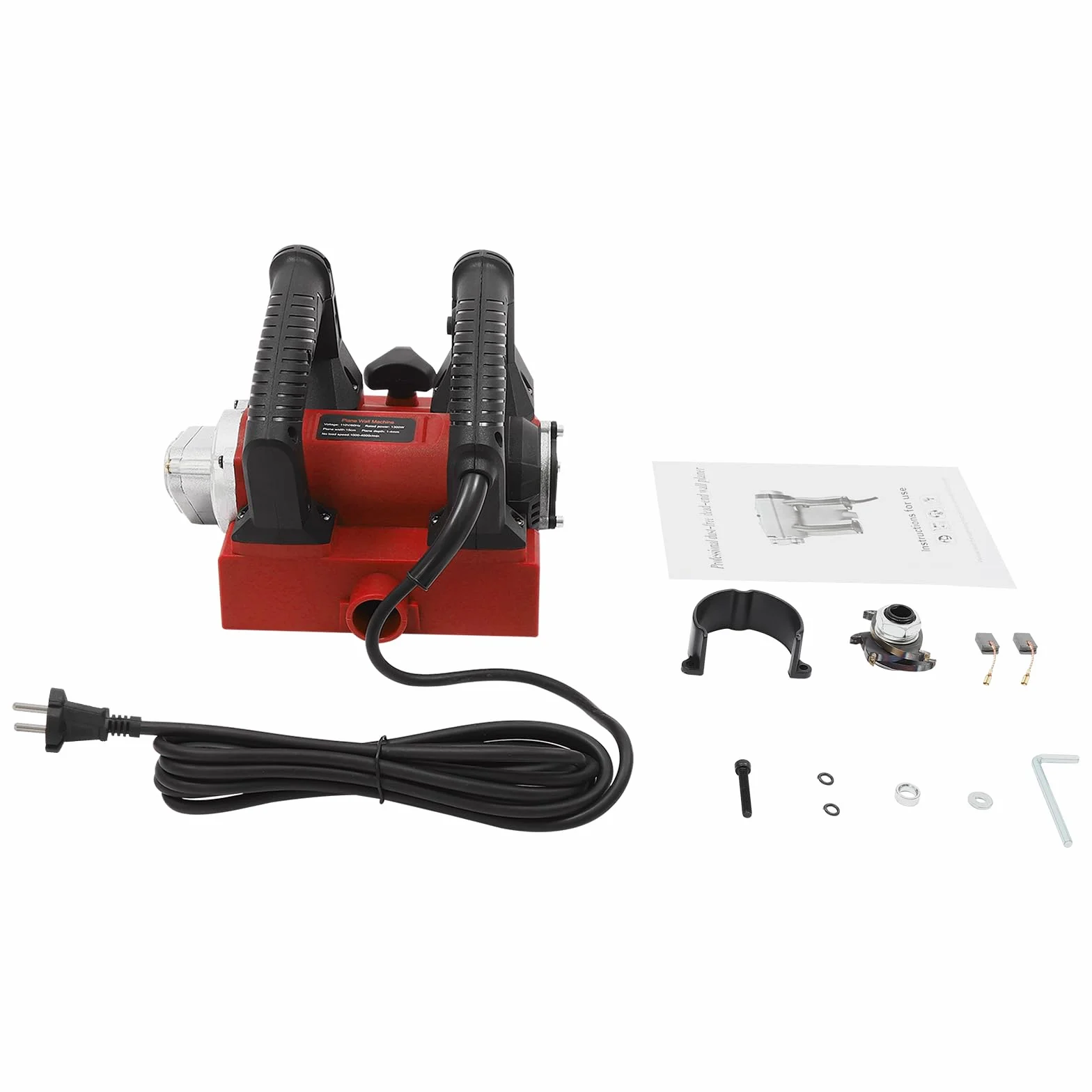 Strug elektryczny 1300 W, elektryczny strug ścienny z 21 ostrzami ze stopu stali wolframowej, głębokość strugania: 1-4 mm, szerokość strugania: 15 cm, kompleksowe struganie (kolor czerwony)